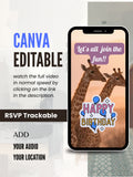 commercial use ANIMAL THEME Birthday Invitation Video | Editable Canva pro Template | Kids Party Invite | ki32c