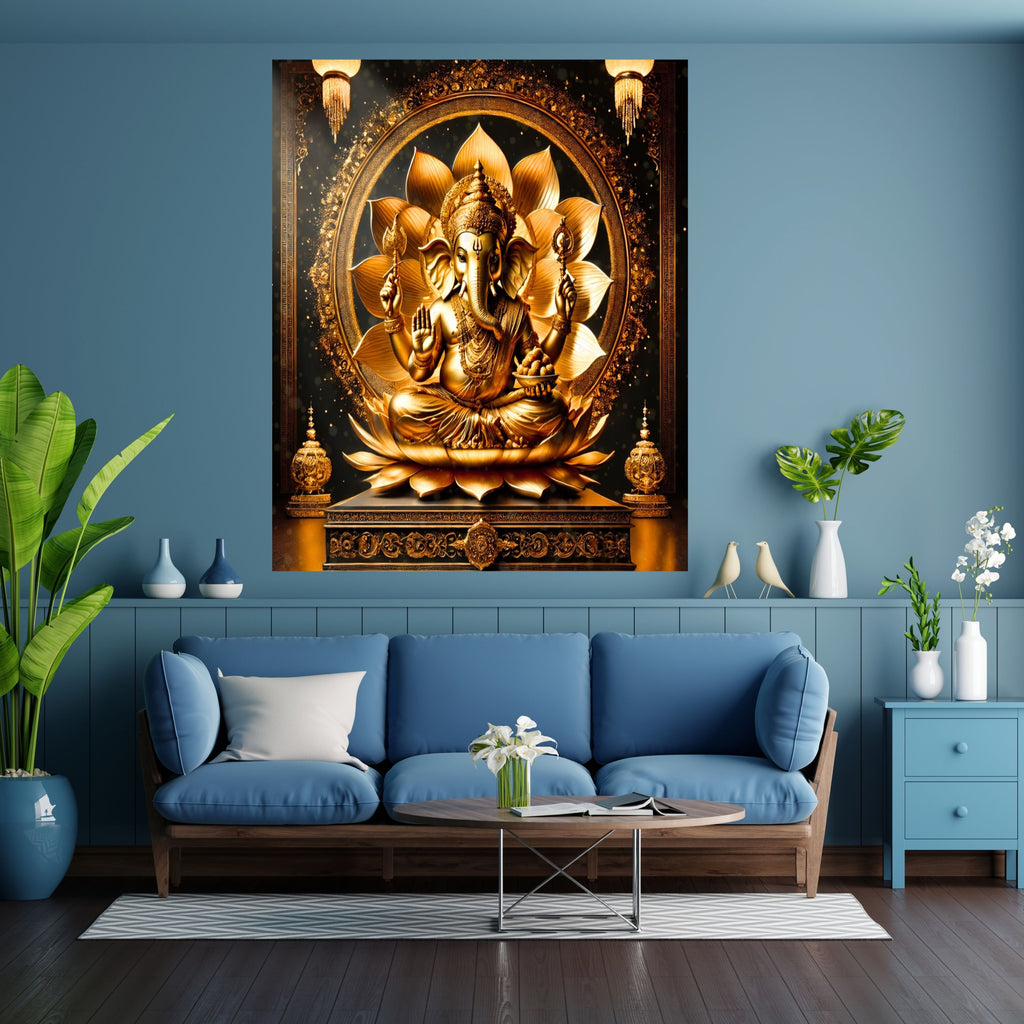 Luxury Lord Ganesha Wall Art Printable | Ganapathi Digital Download | Hindu God Decor | Spiritual Poster | Ganesh Chaturthi Gift | 11 Sizes |sp2