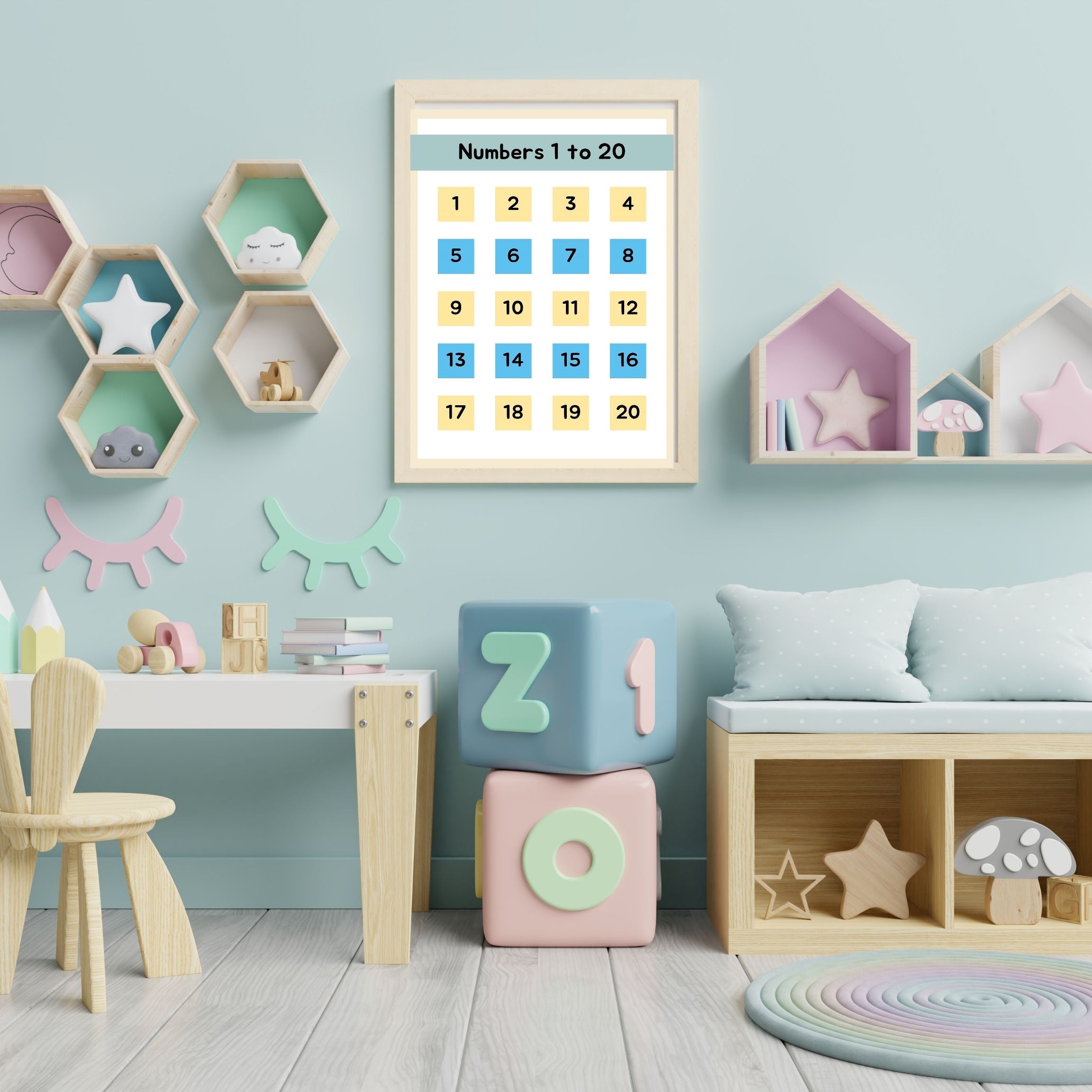 Number Wall Art for Kids 11+ sizes, Counting Poster Printable, Educational Nursery Decor, Preschool Learning Print, Math Wall Art, Digital Download|ke2-4