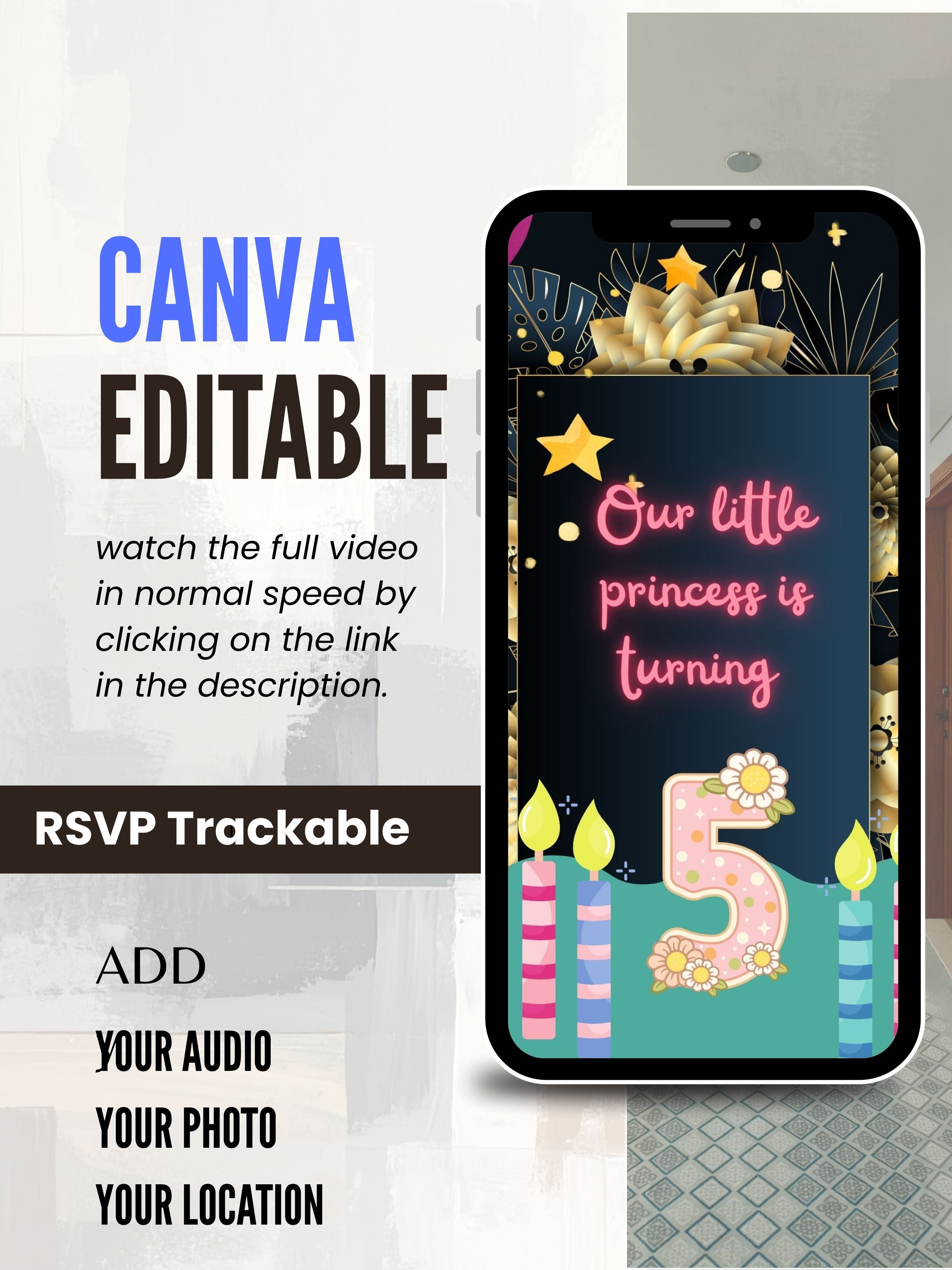 Commercial use NATURE THEME Editable Birthday Video Invitation | Canva Pro Template | Woodland Kids Party Invite | Instant Download|ki8c