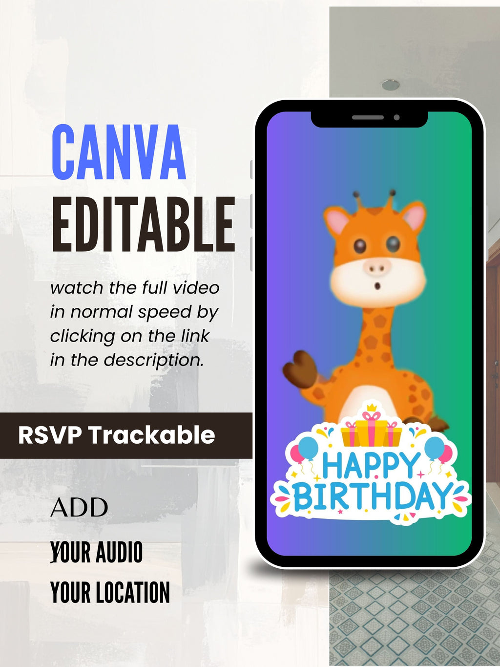 commercial use ANIMAL THEME Birthday Invitation Video | Editable Canva pro Template | Kids Party Invite | ki33c