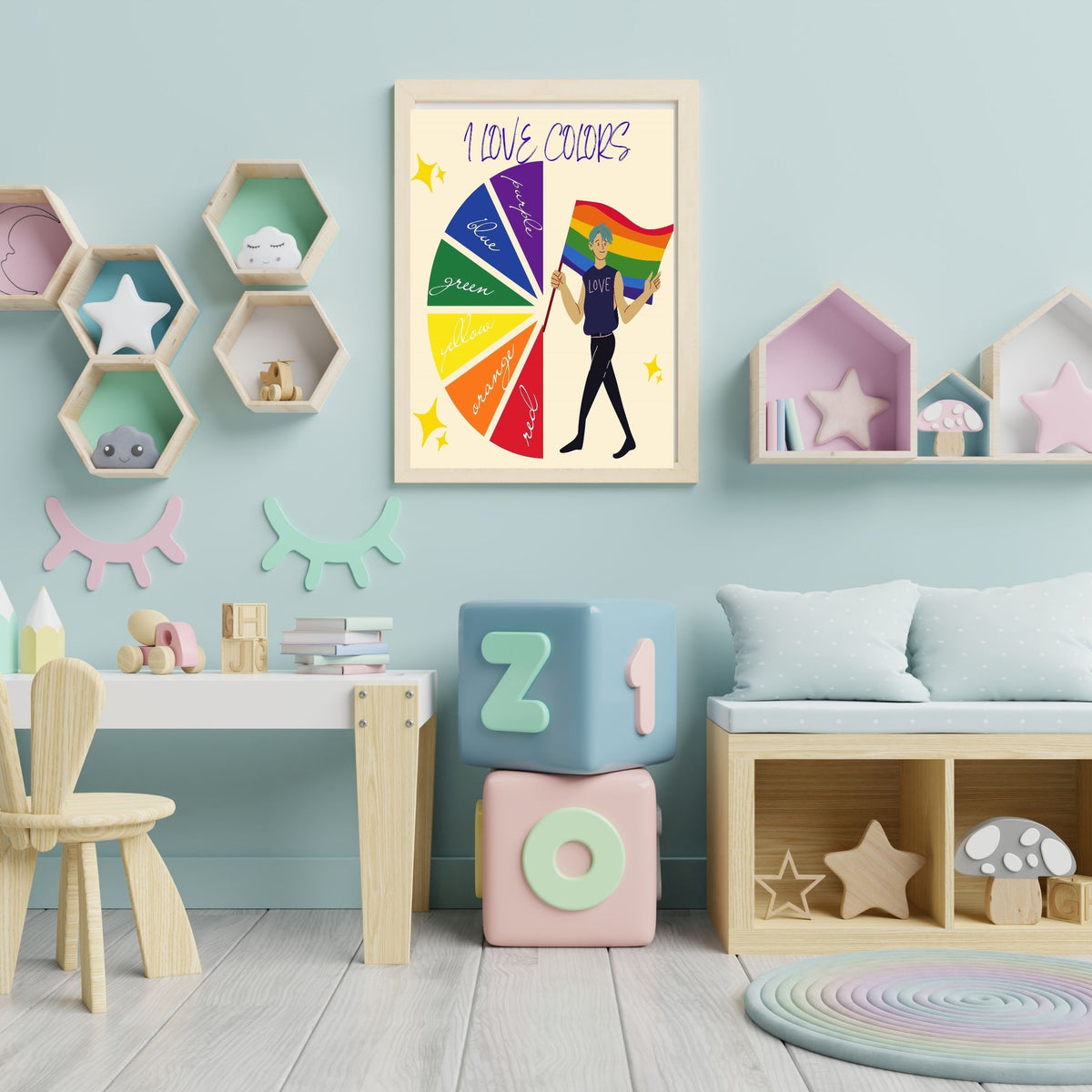 Kids Color Concepts Poster, Printable Preschool Wall Art