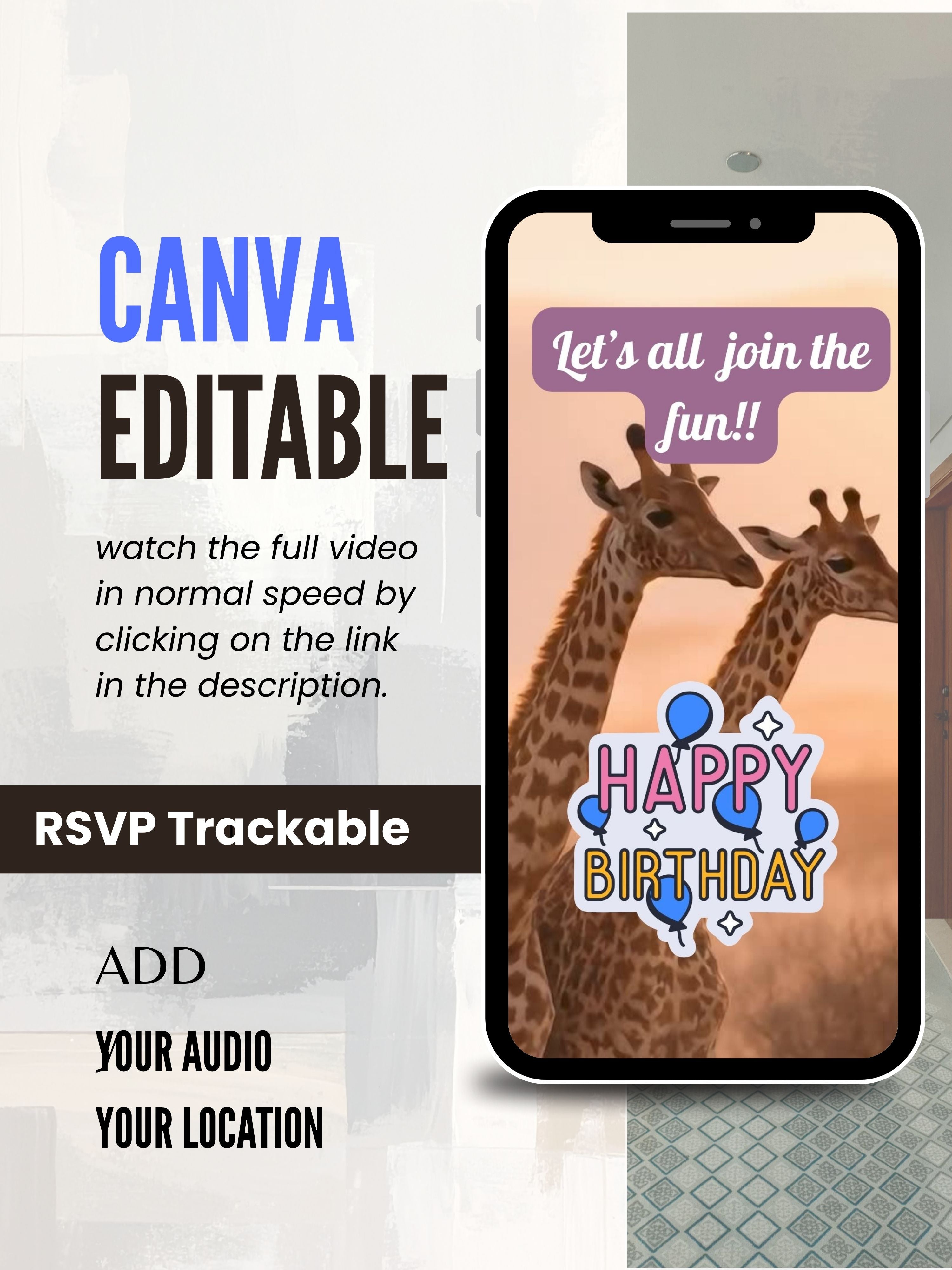 ANIMAL THEME Birthday Invitation Video | Editable Canva pro Template | Kids Party Invite | ki32