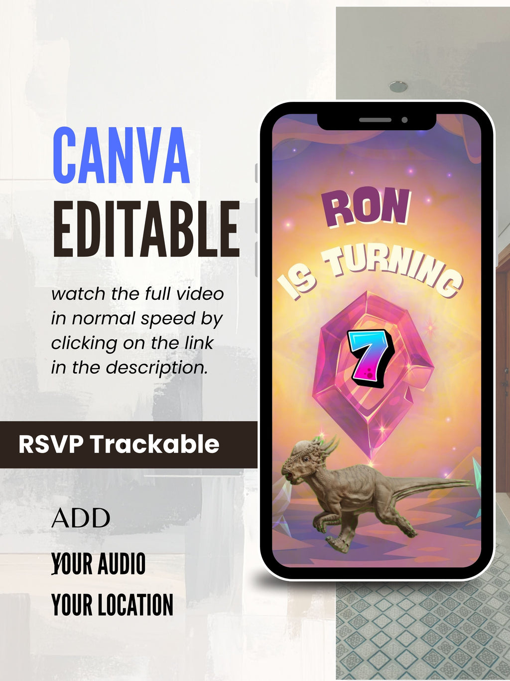 DINOSAUR Birthday Invitation Video | Editable Canva pro Template | Kids Party Invite | Digital Download|ki41