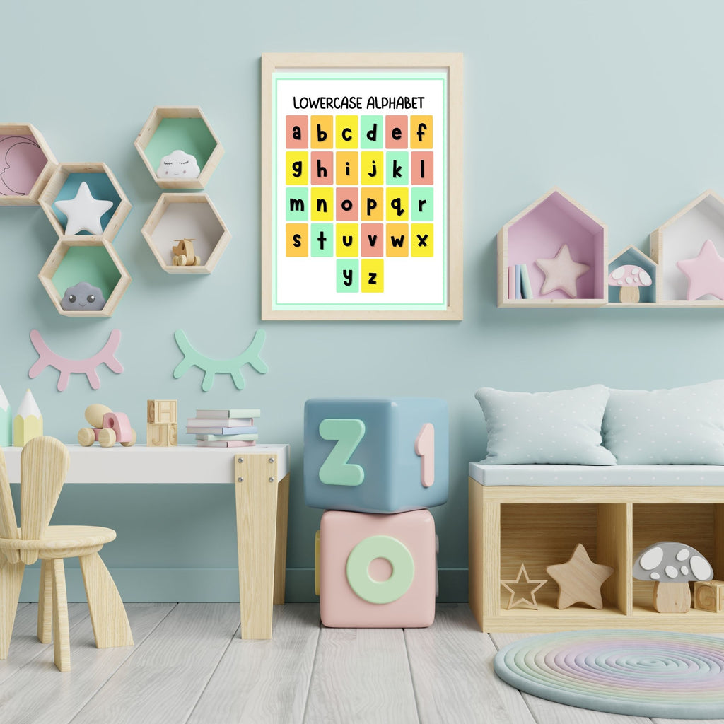 Alphabet Wall Art Printable, ABC Learning Poster, Kids Educational Decor, Nursery Wall Art, Preschool Classroom Print, Homeschool Decor, Digital Download|ke1-10