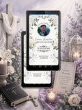 White Floral Memorial Service Video Invitation | Editable Canva Template | Christian Celebration of Life Invite | In Loving Memory | Instant Download