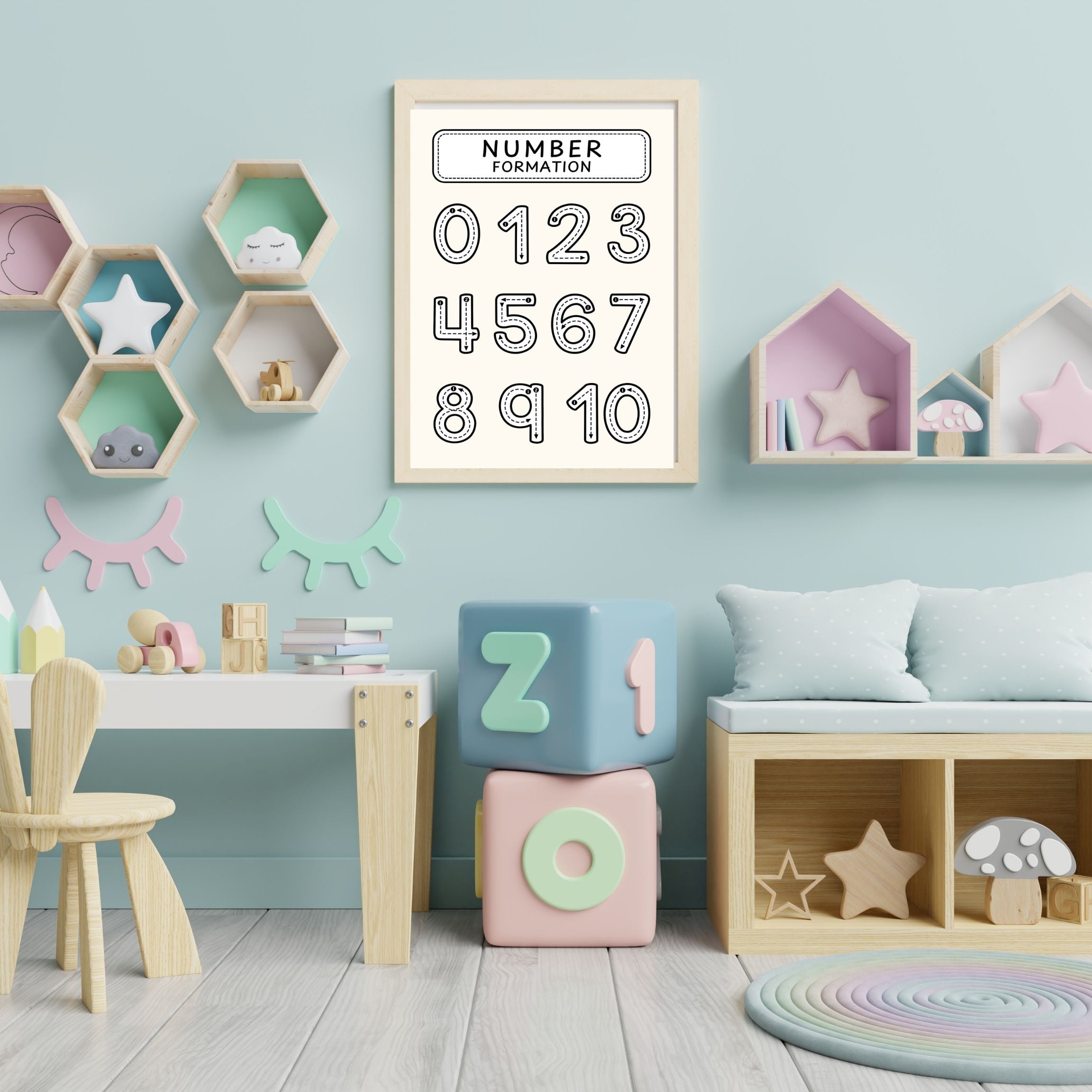 Number Wall Art for Kids 11+ sizes, Counting Poster Printable, Educational Nursery Decor, Preschool Learning Print, Math Wall Art, Digital Download|ke2-8