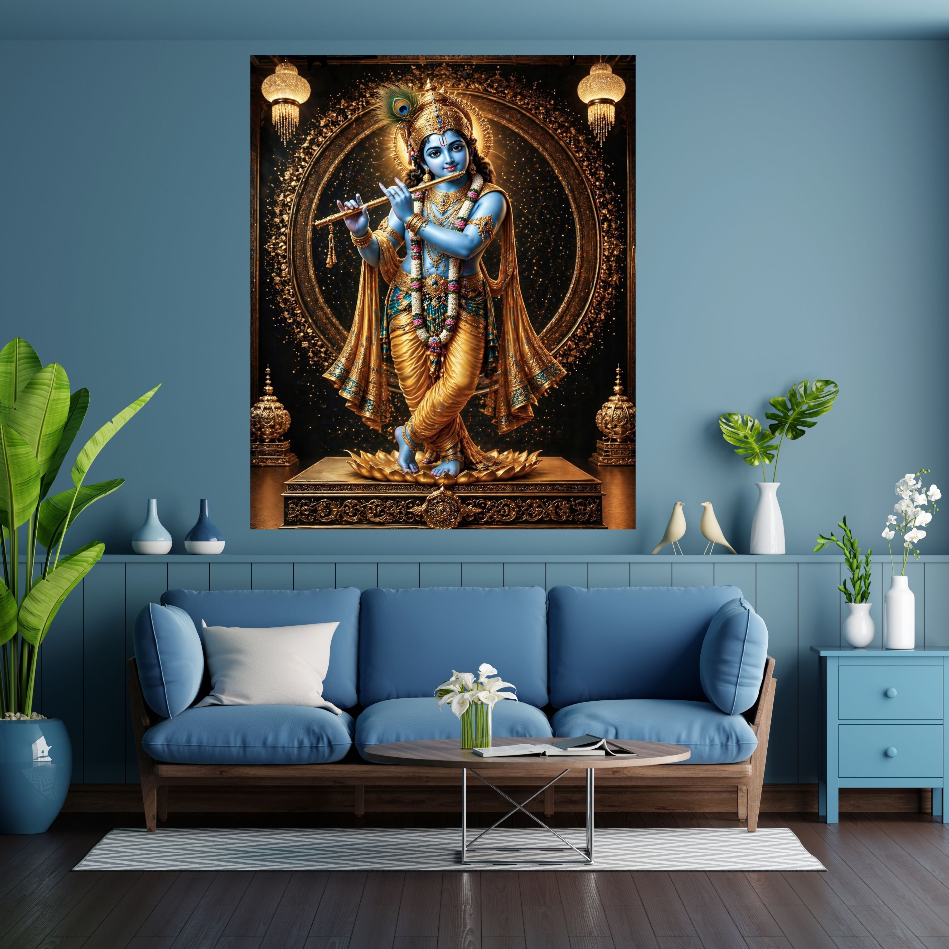 Lord Krishna Wall Art Printable, Krishna Digital Download, Hindu Wall Decor, Spiritual Home Decor, Pooja Room Art, Krishna Poster, Temple Artwork|sp47