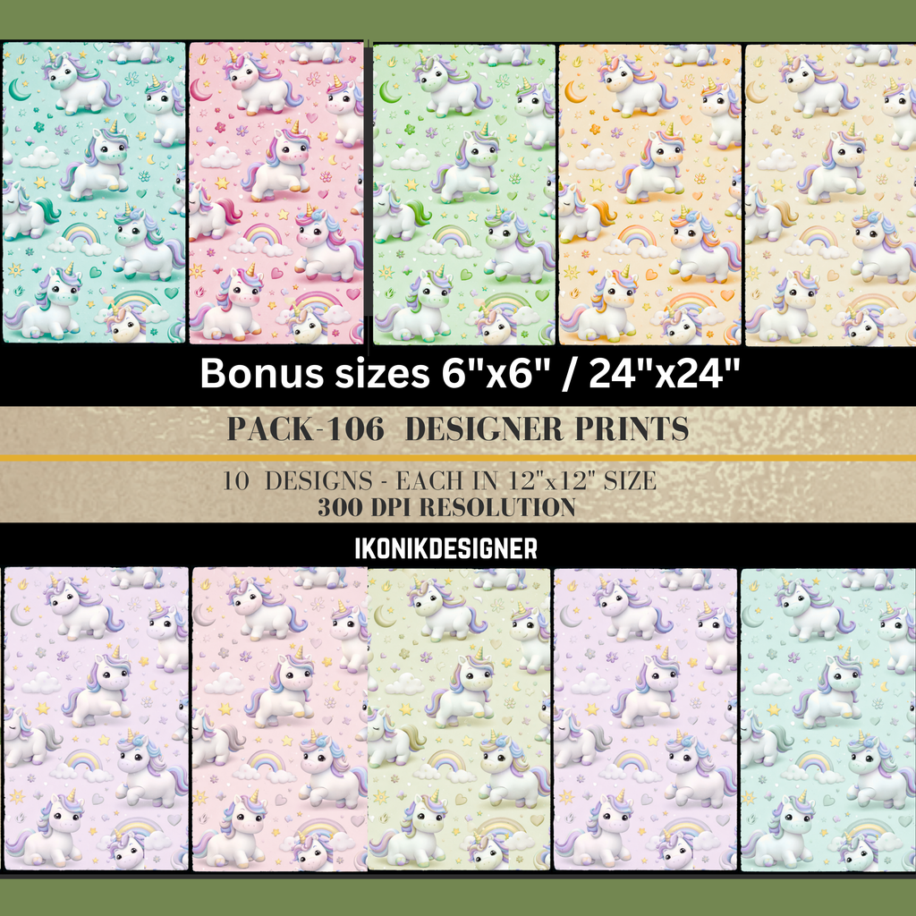 Commercial Use Kids unicorn Animal Seamless Pattern Bundle, Cute Cartoon Digital Paper, Nursery Backgrounds, POD, Fabric &amp; Packaging Design|106c