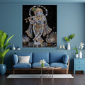 Lord Krishna Crystal Wall Art Commercial Use Bundle | Diamond Crystal Sculpture Bansuri Flute Peacock Crown Crystal Halo Crystal Peacock Lotus Black Background | Hindu Luxury POD Etsy Resell License