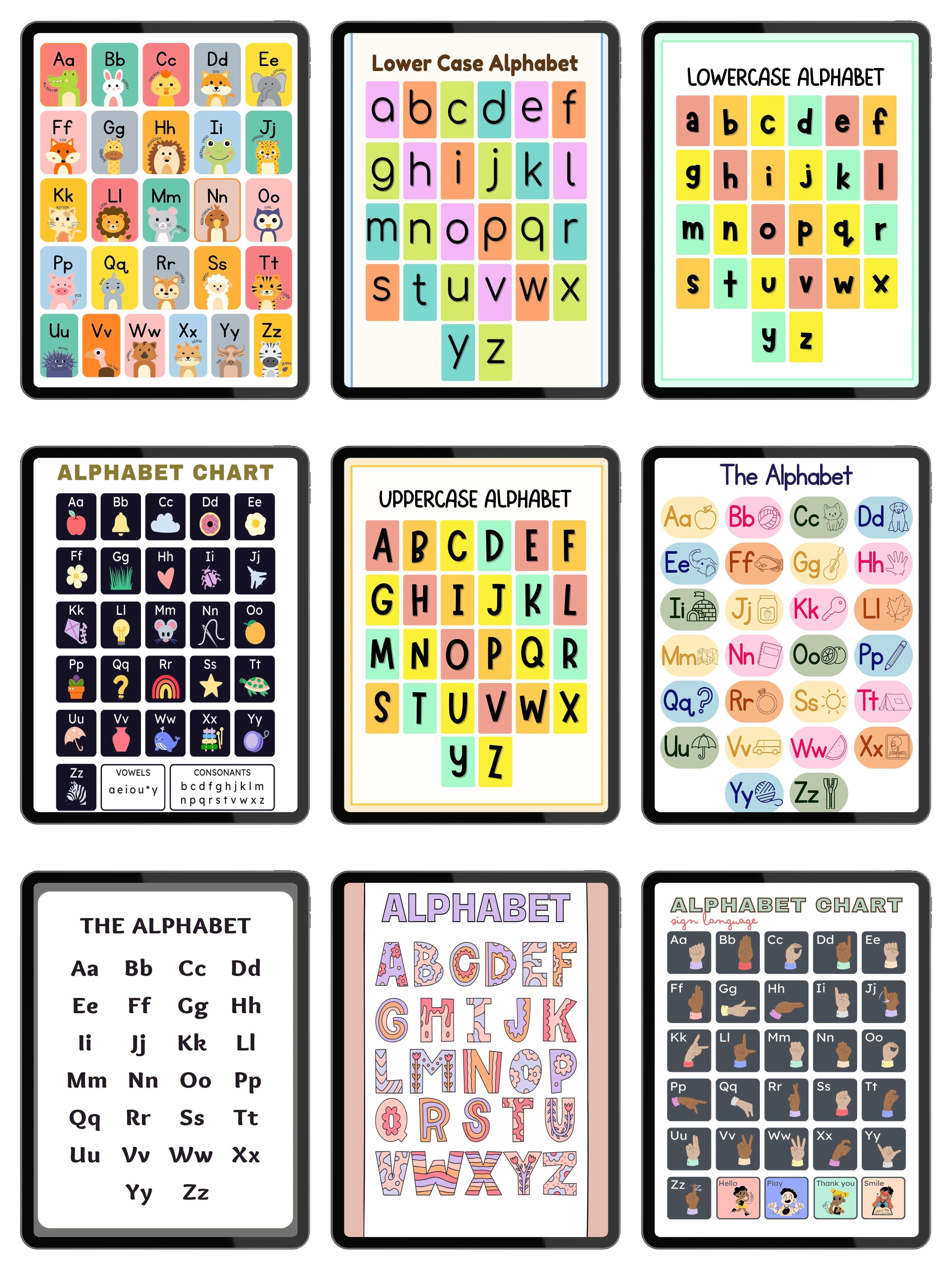Commercial Use bundle of 15 designs in 11+ sizes,Alphabet Wall Art Printable, ABC Learning Poster, Kids Educational Decor, Nursery Wall Art, Preschool Classroom Print |ke1c