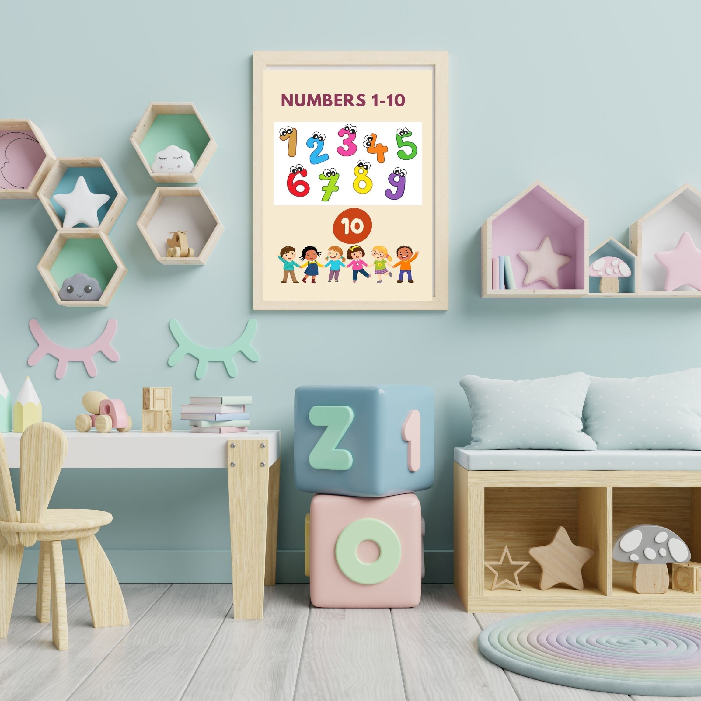 Number Wall Art for Kids 11+ sizes, Counting Poster Printable, Educational Nursery Decor, Preschool Learning Print, Math Wall Art, Digital Download|ke2-12