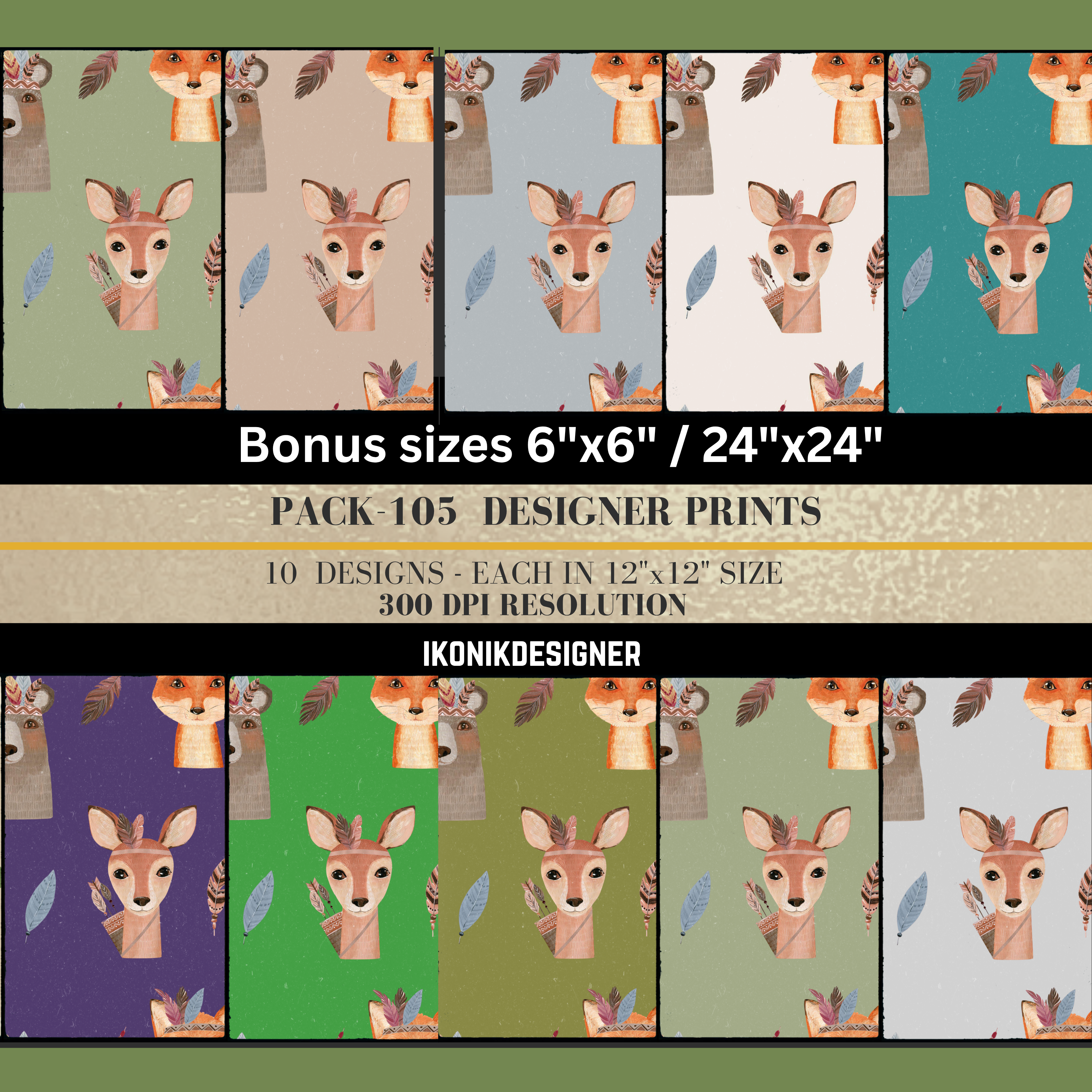 Commercial Use Kids Animal Seamless Pattern Bundle, Cute Cartoon Digital Paper, Nursery Backgrounds, POD, Fabric &amp; Packaging Design|105c