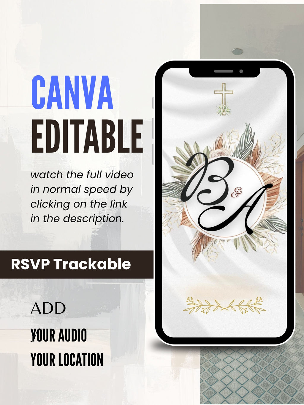WI0010-CHURCH WEDDING Invitation Video Template | Editable Christian Wedding Invite |Digital Wedding Invitation |Wedding Video