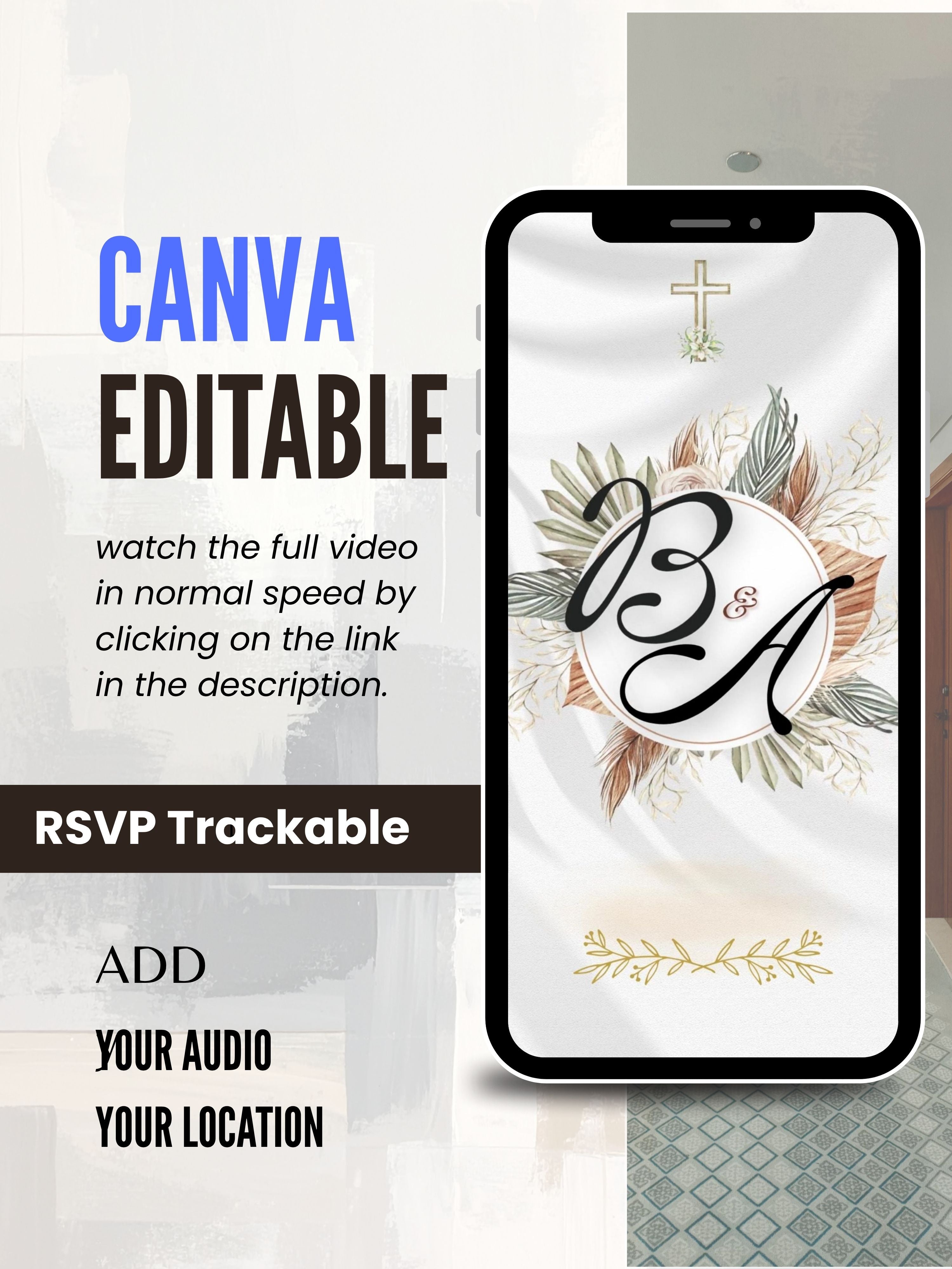 WI0010-CHURCH WEDDING Invitation Video Template | Editable Christian Wedding Invite |Digital Wedding Invitation |Wedding Video