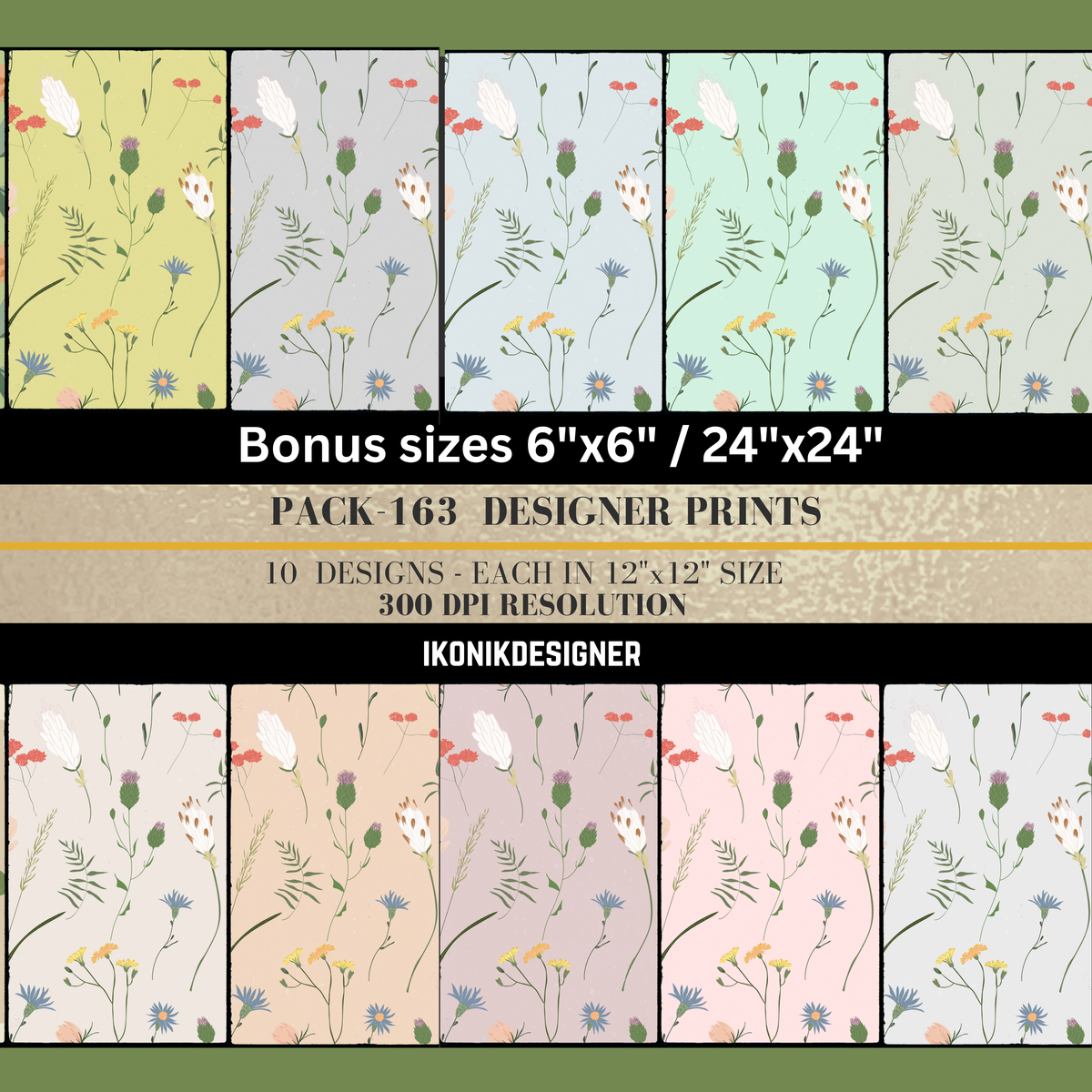 Silver Grey Botanical Wildflower Meadow Seamless Pattern Bundle 10 Colourways Commercial Use - Digital Paper POD Etsy Meadow Fabric Poppy Thistle Cornflower Botanical Wall Art Merchandise
