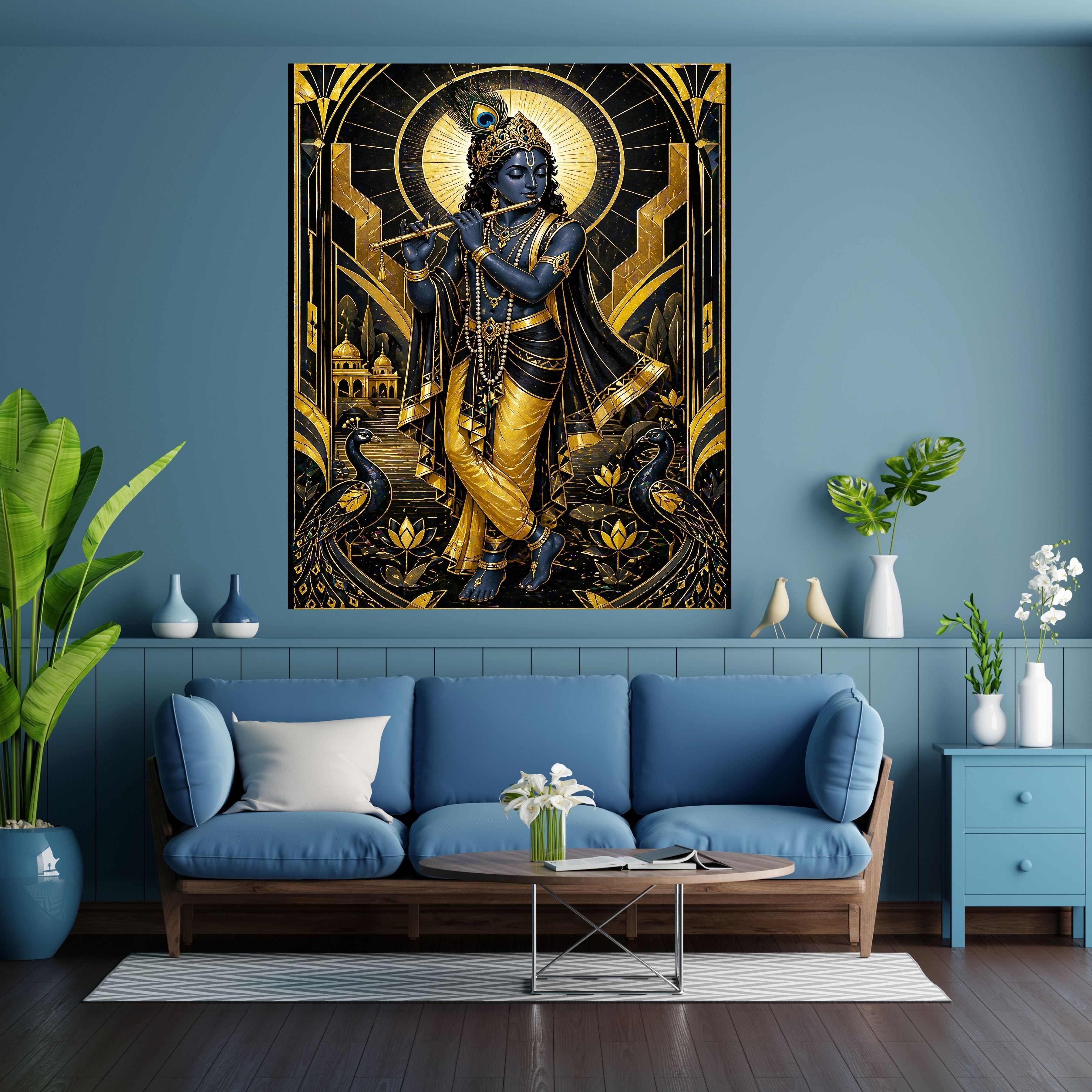 Lord Krishna Wall Art Printable, Krishna Digital Download, Hindu Wall Decor, Spiritual Home Decor, Pooja Room Art, Krishna Poster, Temple Artwork|sp59