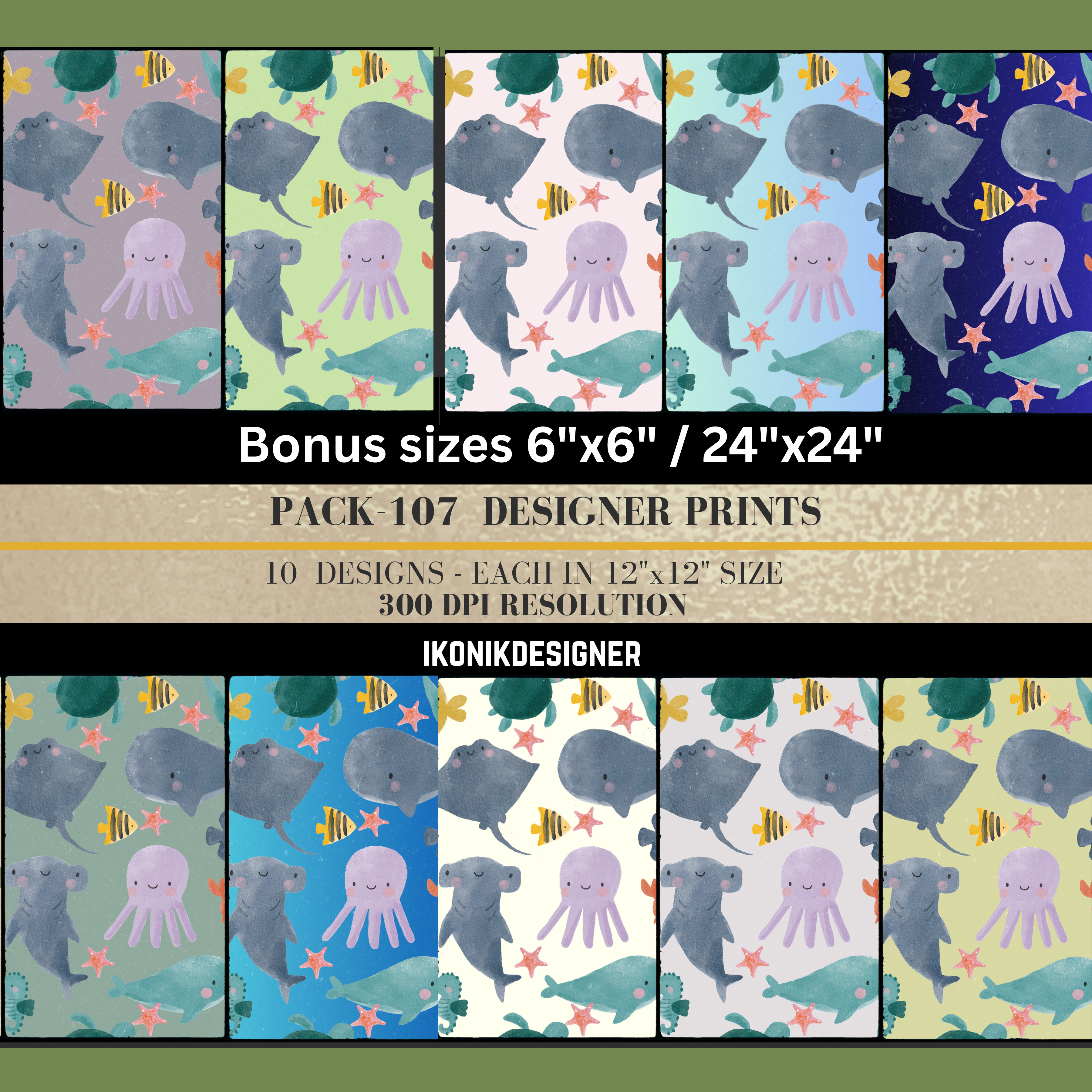 Commercial Use Kids Animal Seamless Pattern Bundle, Cute Cartoon Digital Paper, Nursery Backgrounds, POD, Fabric &amp; Packaging Design|107c