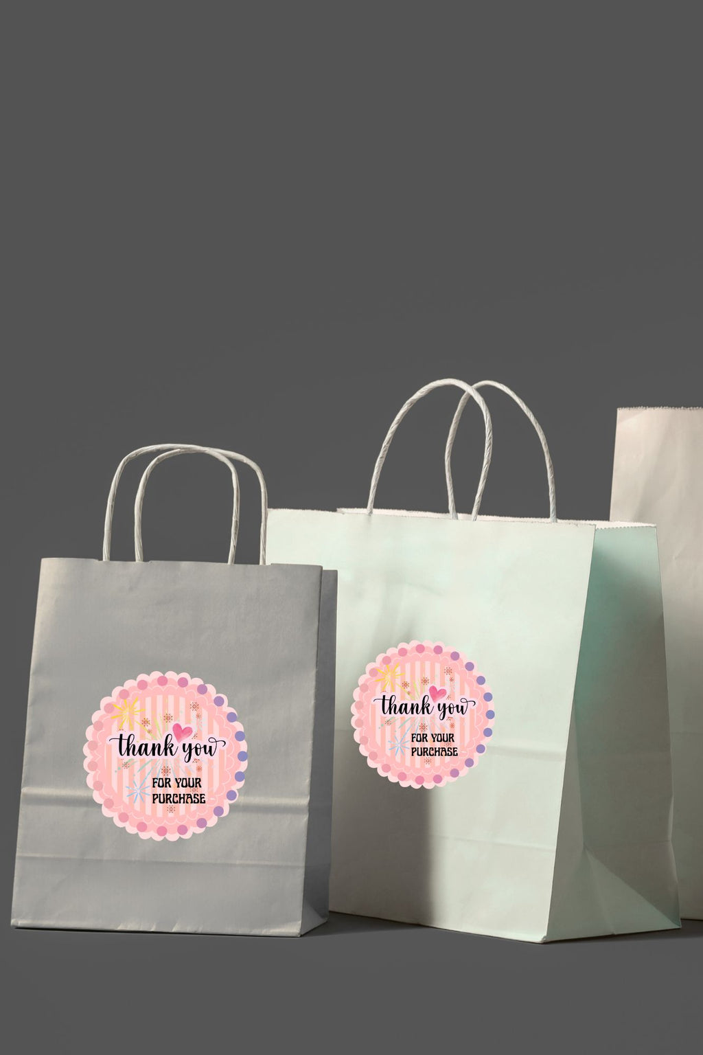 Commercial use Printable Round Sticker Bundle | Thank You Stickers for Small Business | PNG + PDF Files | 1”, 1.5”, 2”, 2.5”, 3” Labels |Thank You Sticker Bundle|st4c