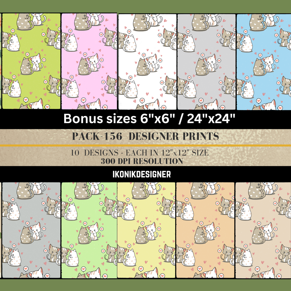 Seamless Pattern Digital Paper 12x12 with bonus sizes 6"x6"/24"x24", Repeat Pattern Background, Printable Scrapbook Paper, Kids Fabric Design|156