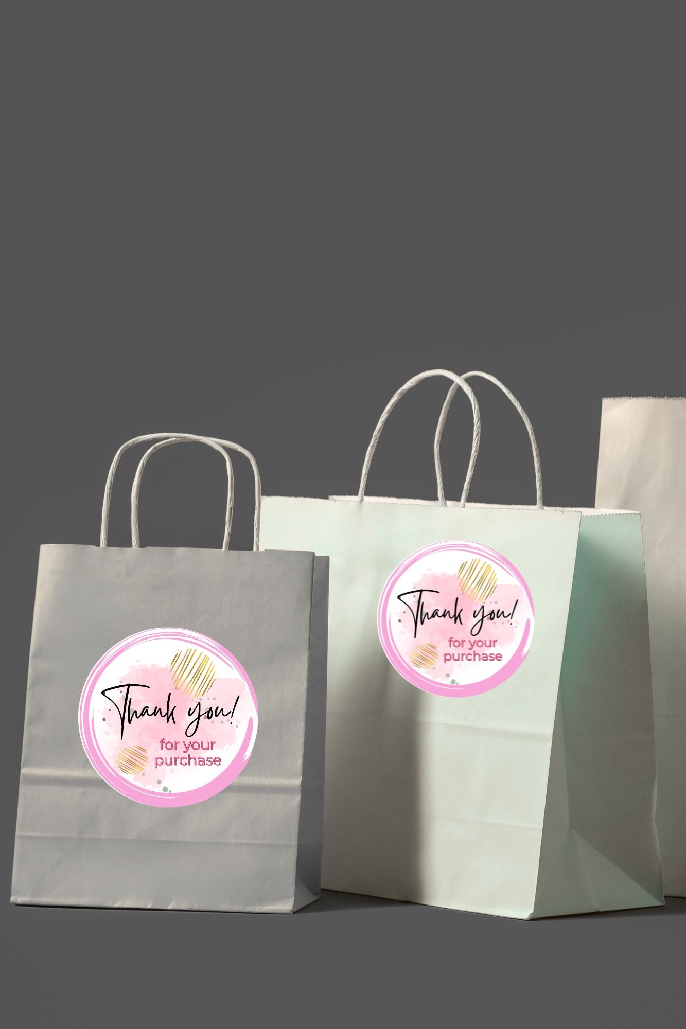 Commercial use Printable Round Sticker Bundle | Thank You Stickers for Small Business | PNG + PDF Files | 1”, 1.5”, 2”, 2.5”, 3” Labels |Thank You Sticker Bundle|st1c