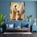 Jesus Blessing Kneeling Man Wall Art Printable | Laying on of Hands Divine Ordination Healing Touch Gold Arch Throne Room Print | Christian Faith Spiritual Gift Decor