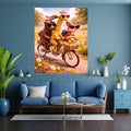 Cute Animals Bicycle Adventure Wall Art Bundle, Commercial Use Bear Giraffe Fox Duck Bike Ride Sunglasses Wildflower Meadow Kids Poster, Fun Animal Cycling POD Print, Digital Download, 300 DPI