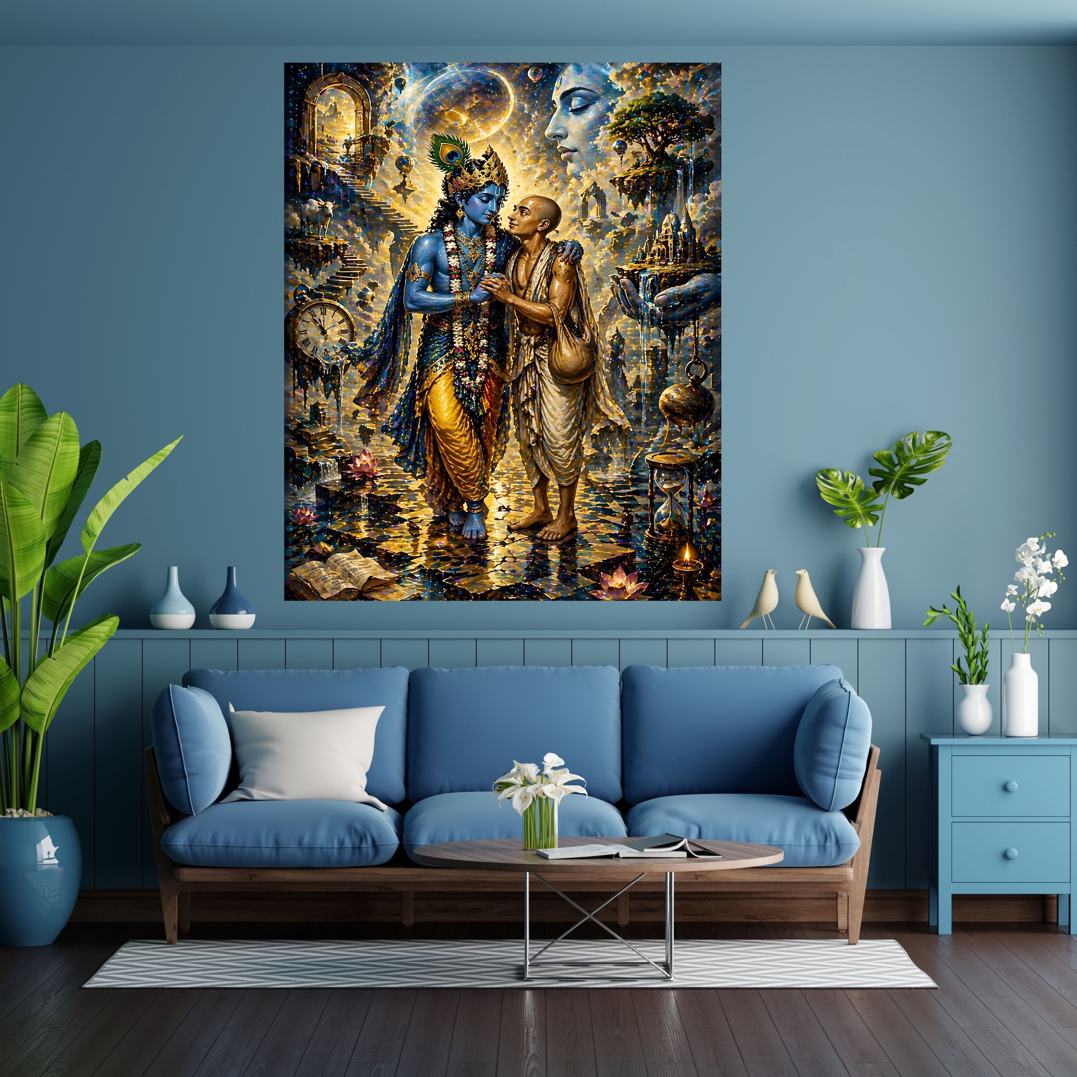 Lord Krishna Wall Art Printable, Krishna Digital Download, Hindu Wall Decor, Spiritual Home Decor, Pooja Room Art, Krishna Poster, Temple Artwork|sp67