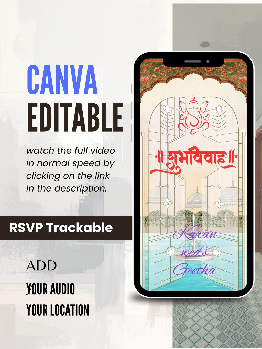 WI0001-HINDU WEDDING Invitation Video Template | Editable Indian Wedding Invite | Canva pro Digital Wedding Invitation | Luxury Save the Date | Wedding Video