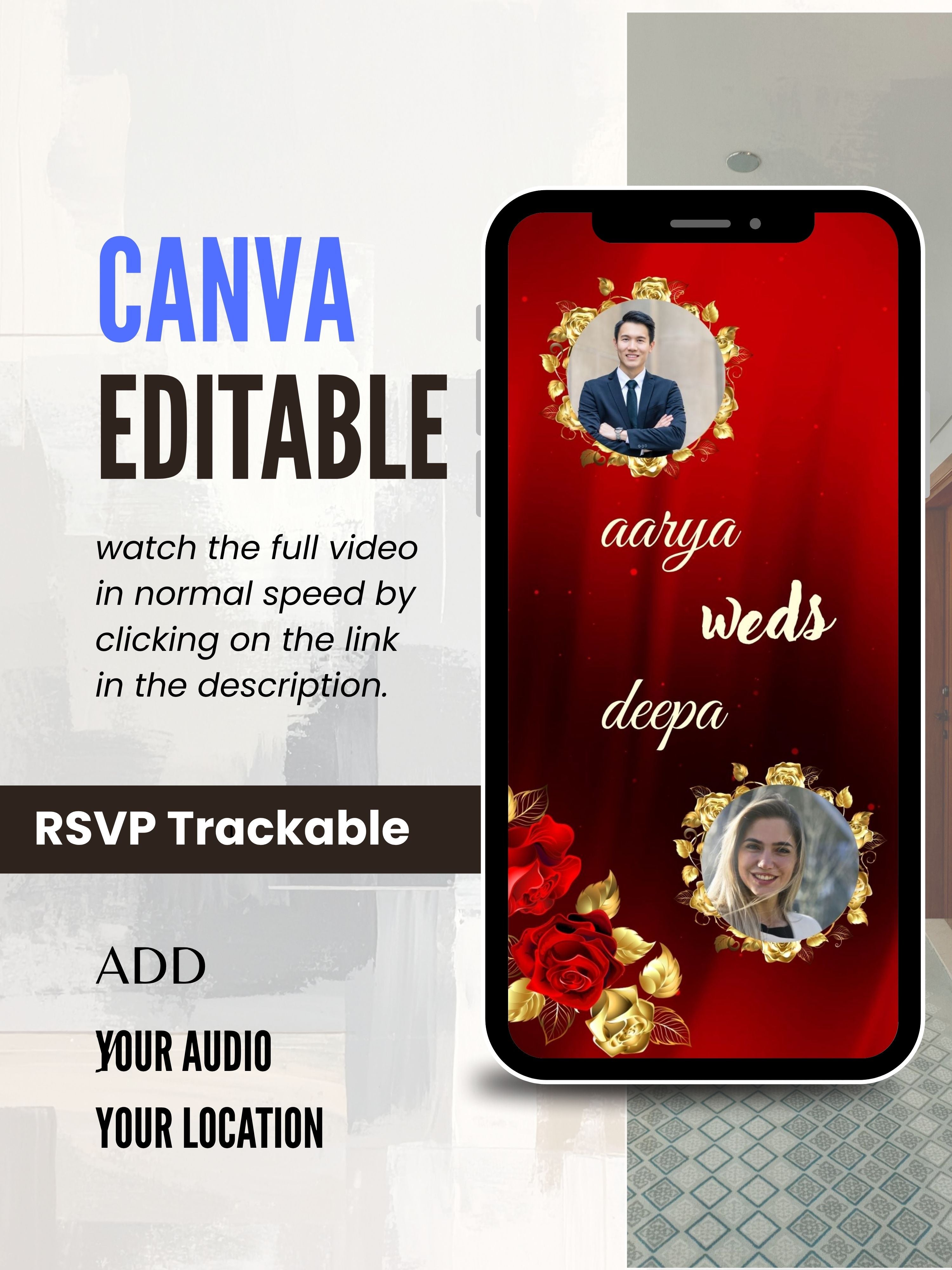 WI0014C-Commercial Use HINDU WEDDING Invitation Video Template | Editable Indian Wedding Invite | Canva Digital Wedding Invitation | Luxury Save the Date | Wedding Video|wv14c