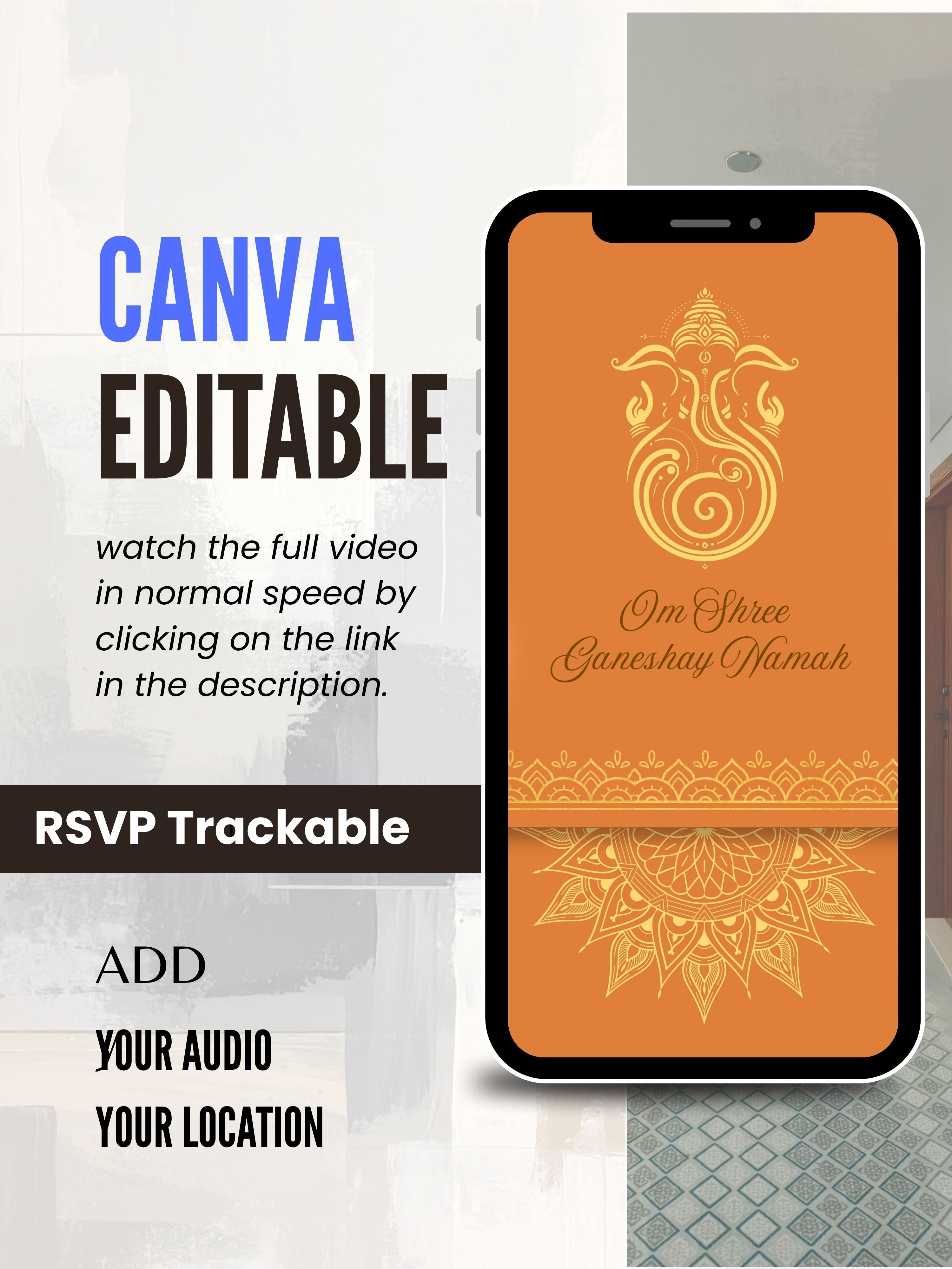 WI0020-HINDU WEDDING Invitation Video Template | Editable Indian Wedding Invite | Canva pro Digital Wedding Invitation | Luxury Save the Date | Wedding Video