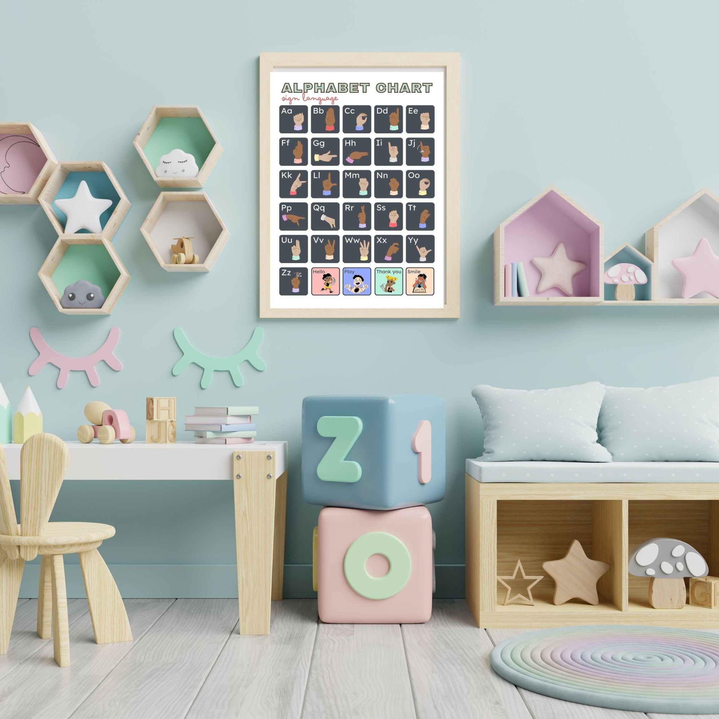 Alphabet Wall Art Printable, ABC Learning Poster, Kids Educational Decor, Nursery Wall Art, Preschool Classroom Print, Homeschool Decor, Digital Download|ke1-7