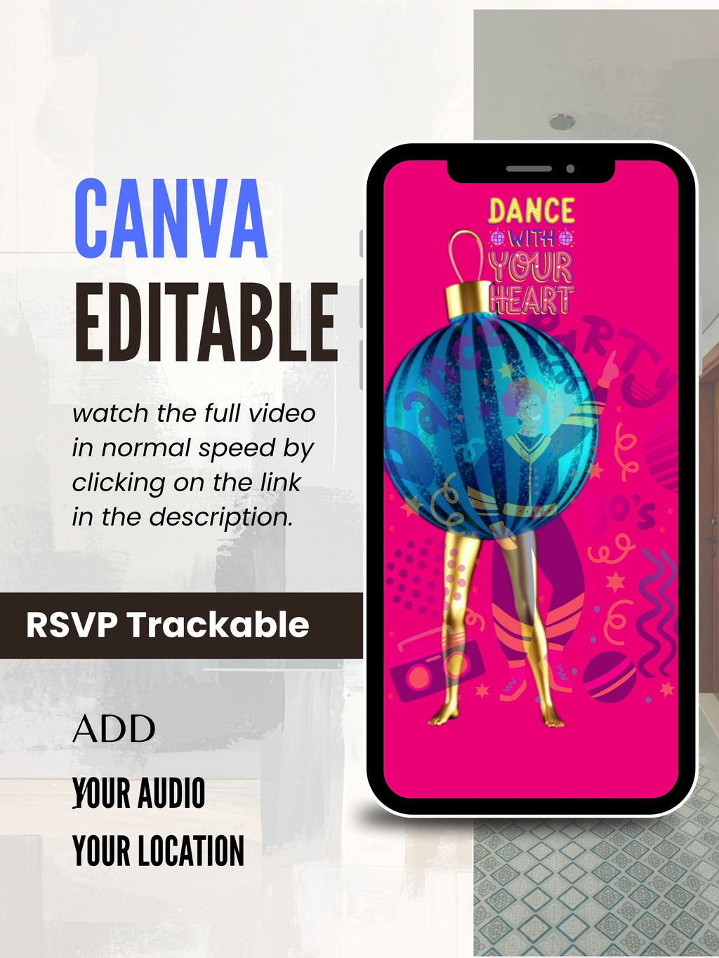 Commercial use DANCE join party Invitation Video | Editable Canva pro Template | Kids Party Invite | Digital Download|ki27c