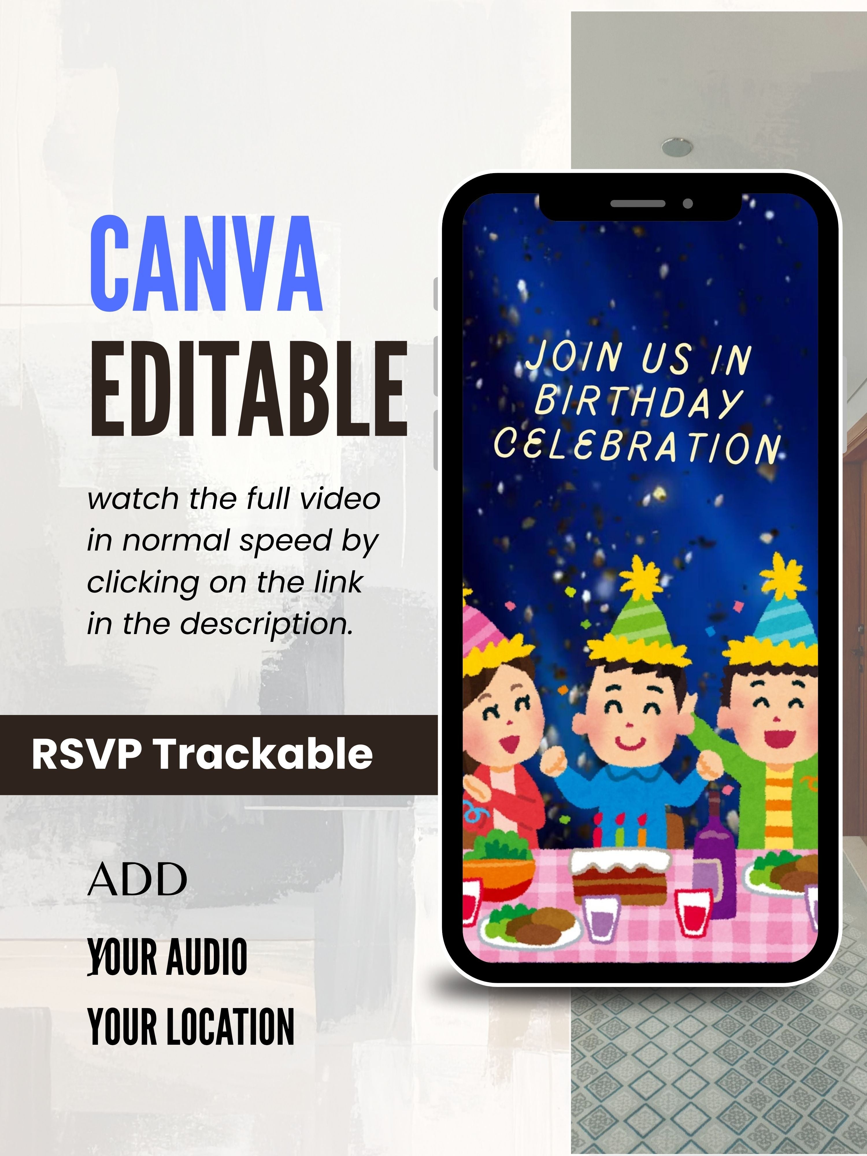 commercial use ANIMAL THEME Birthday Invitation Video | Editable Canva pro Template | Kids Party Invite | ki35c