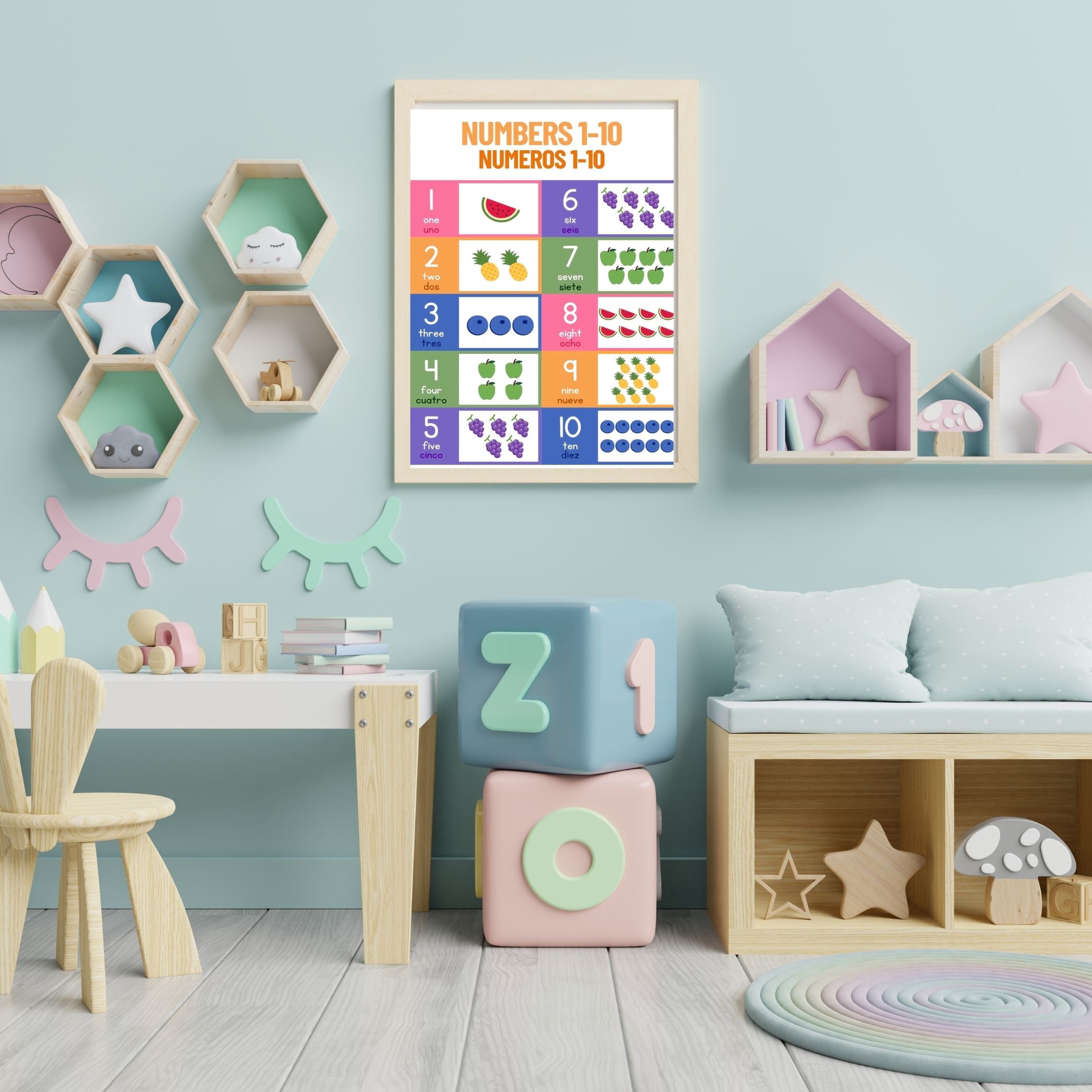 Number Wall Art for Kids 11+ sizes, Counting Poster Printable, Educational Nursery Decor, Preschool Learning Print, Math Wall Art, Digital Download|ke2-5