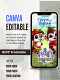 commercial use ANIMAL THEME Birthday Invitation Video | Editable Canva pro Template | Kids Party Invite | ki18c