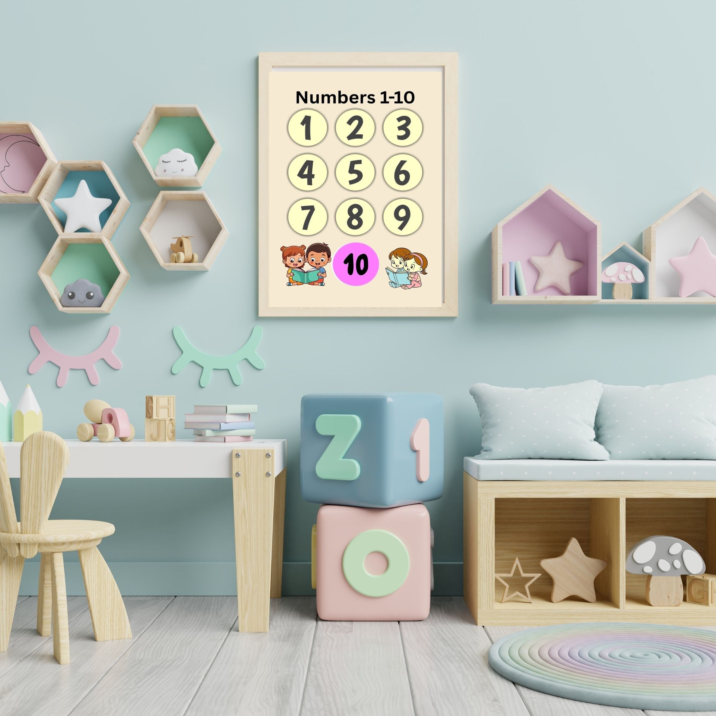 Number Wall Art for Kids 11+ sizes, Counting Poster Printable, Educational Nursery Decor, Preschool Learning Print, Math Wall Art, Digital Download|ke2-1