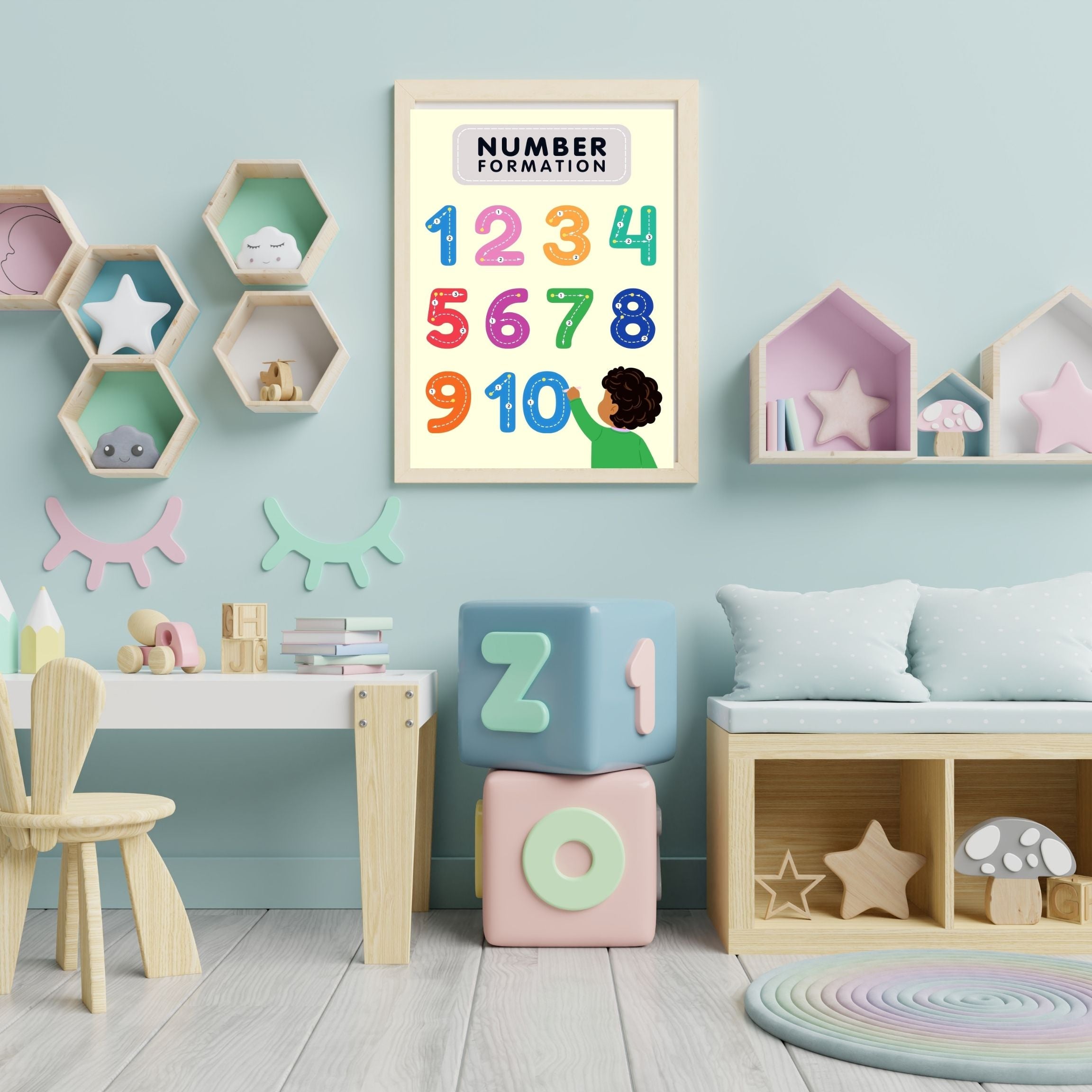 Number Wall Art for Kids 11+ sizes, Counting Poster Printable, Educational Nursery Decor, Preschool Learning Print, Math Wall Art, Digital Download|ke2-9