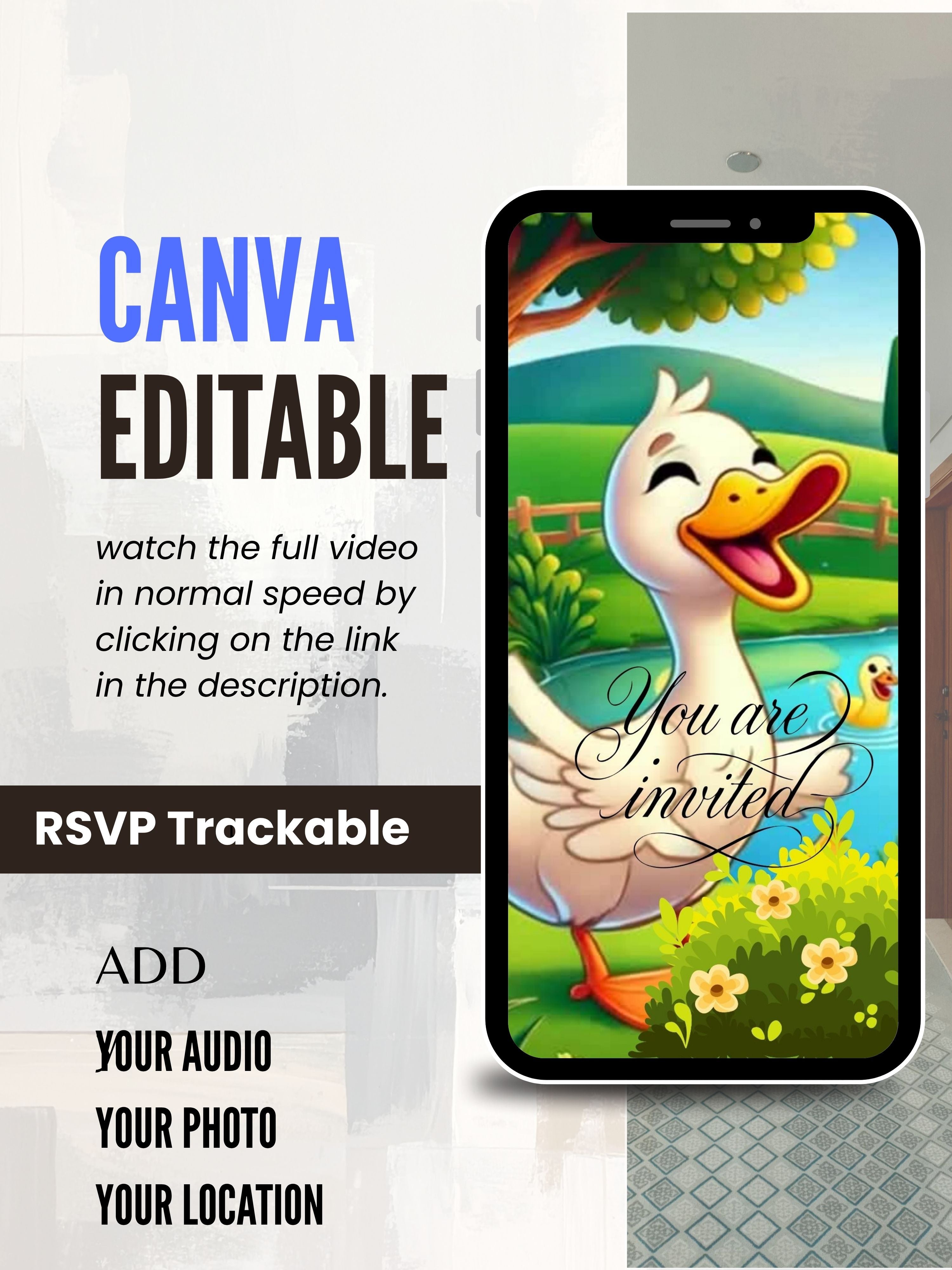 Commercial use Editable BIRDS Birthday Video Invitation | Canva Template | Cute Kids Party Invite | Instant Download|ki17c
