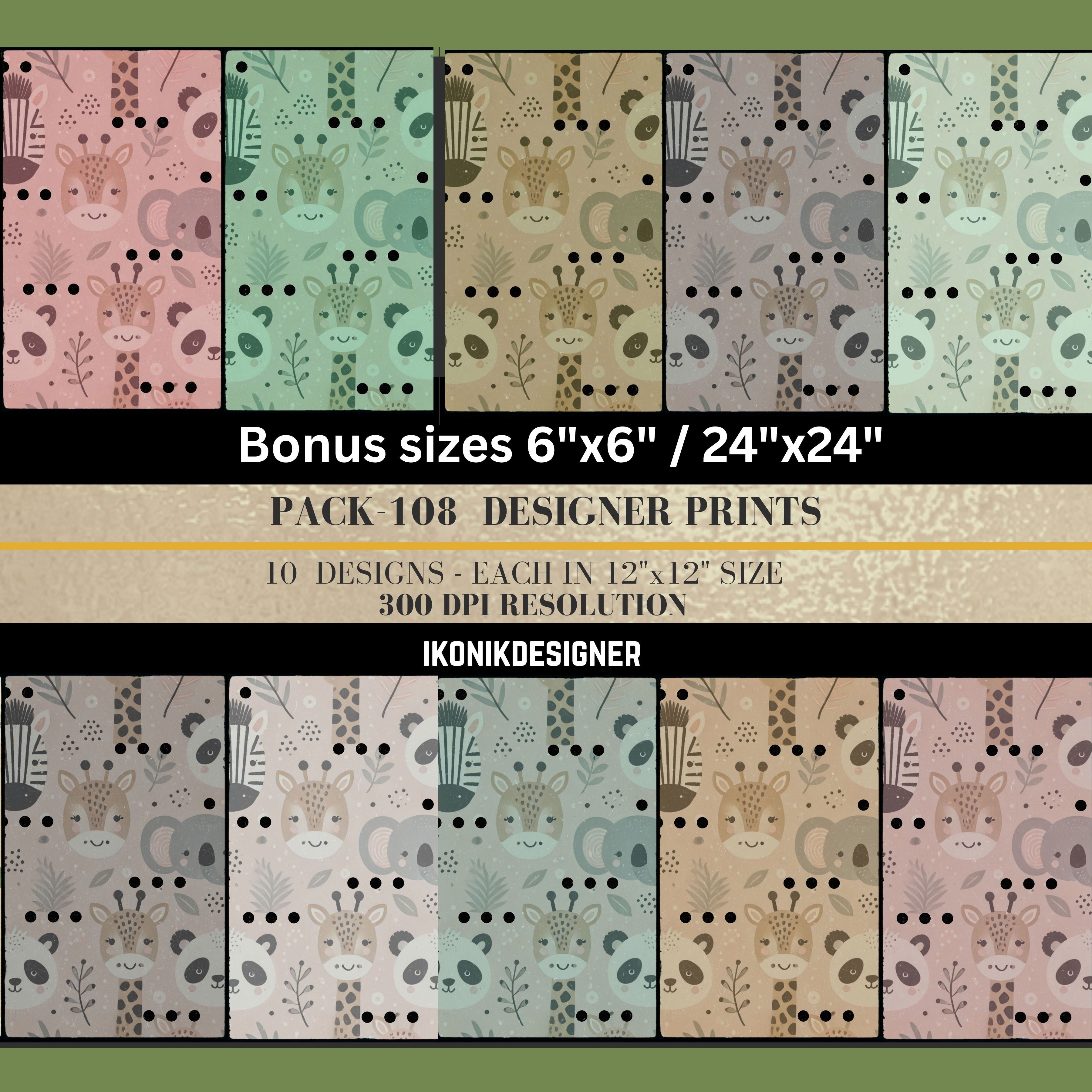 Commercial Use Kids Animal Seamless Pattern Bundle, Cute Cartoon Digital Paper, Nursery Backgrounds, POD, Fabric &amp; Packaging Design|108c