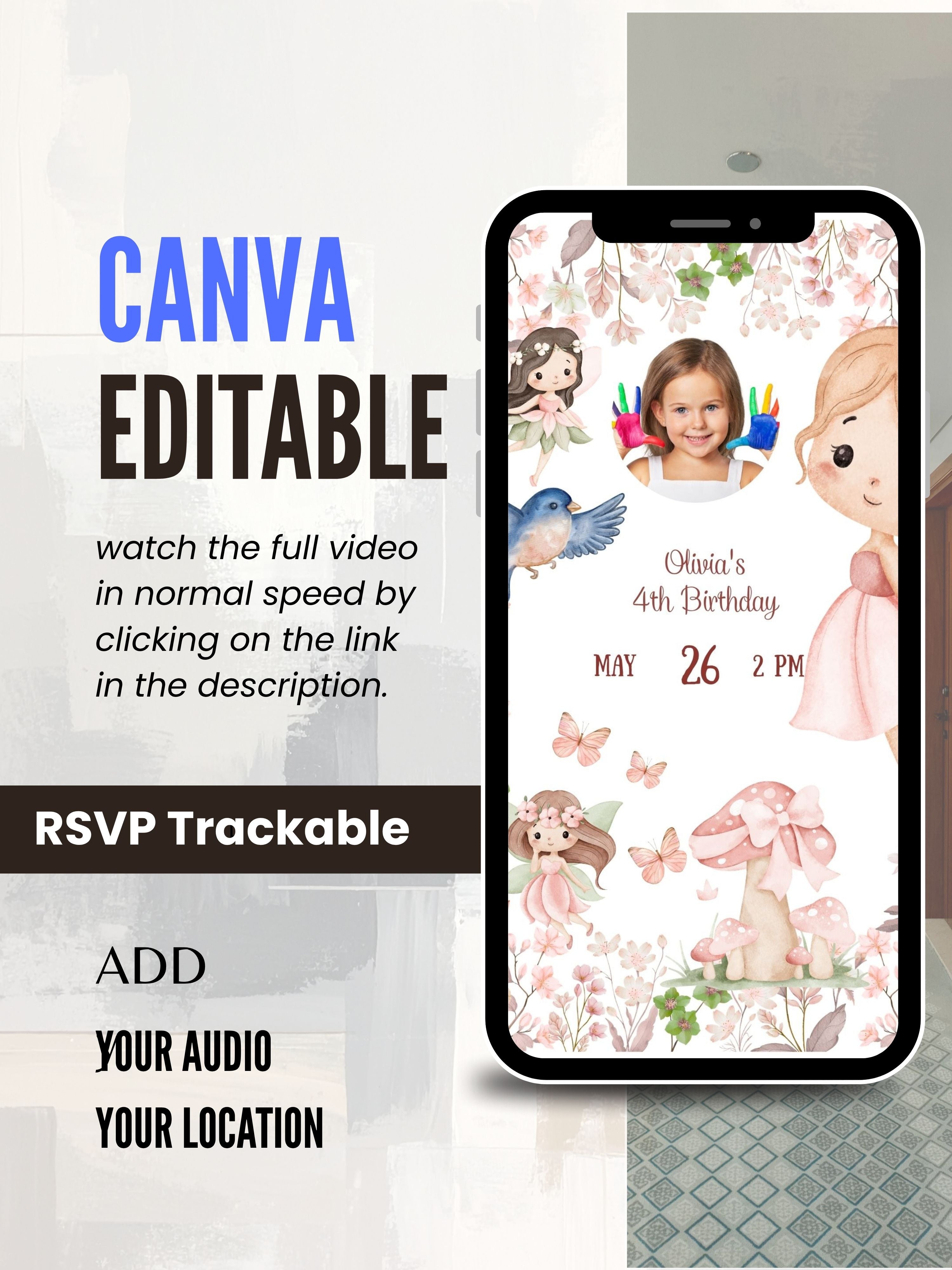 commercial use ANIMAL THEME Birthday Invitation Video | Editable Canva pro Template | Kids Party Invite | ki24c