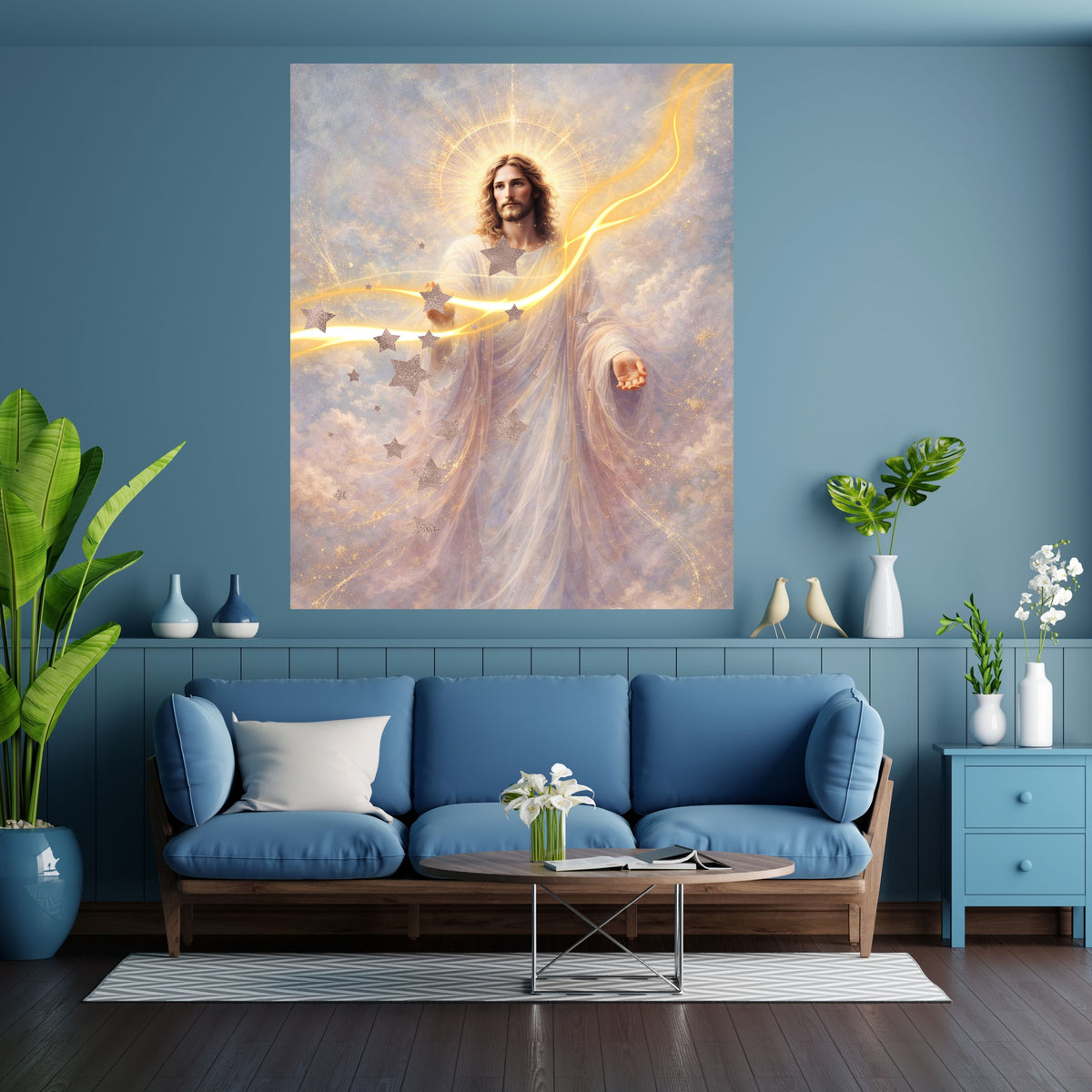 Jesus Morning Star Printable Commercial Use | Cosmic Christ Silver Stars Golden Lightning Resell License | POD Star Creator Celestial Etsy Bundle