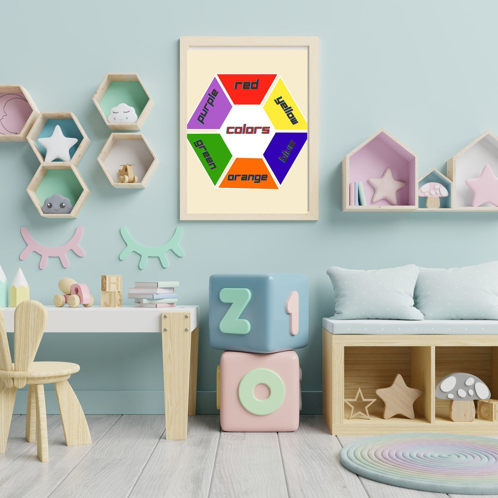 Color Association Wall Art for Kids, Printable Learning Poster
