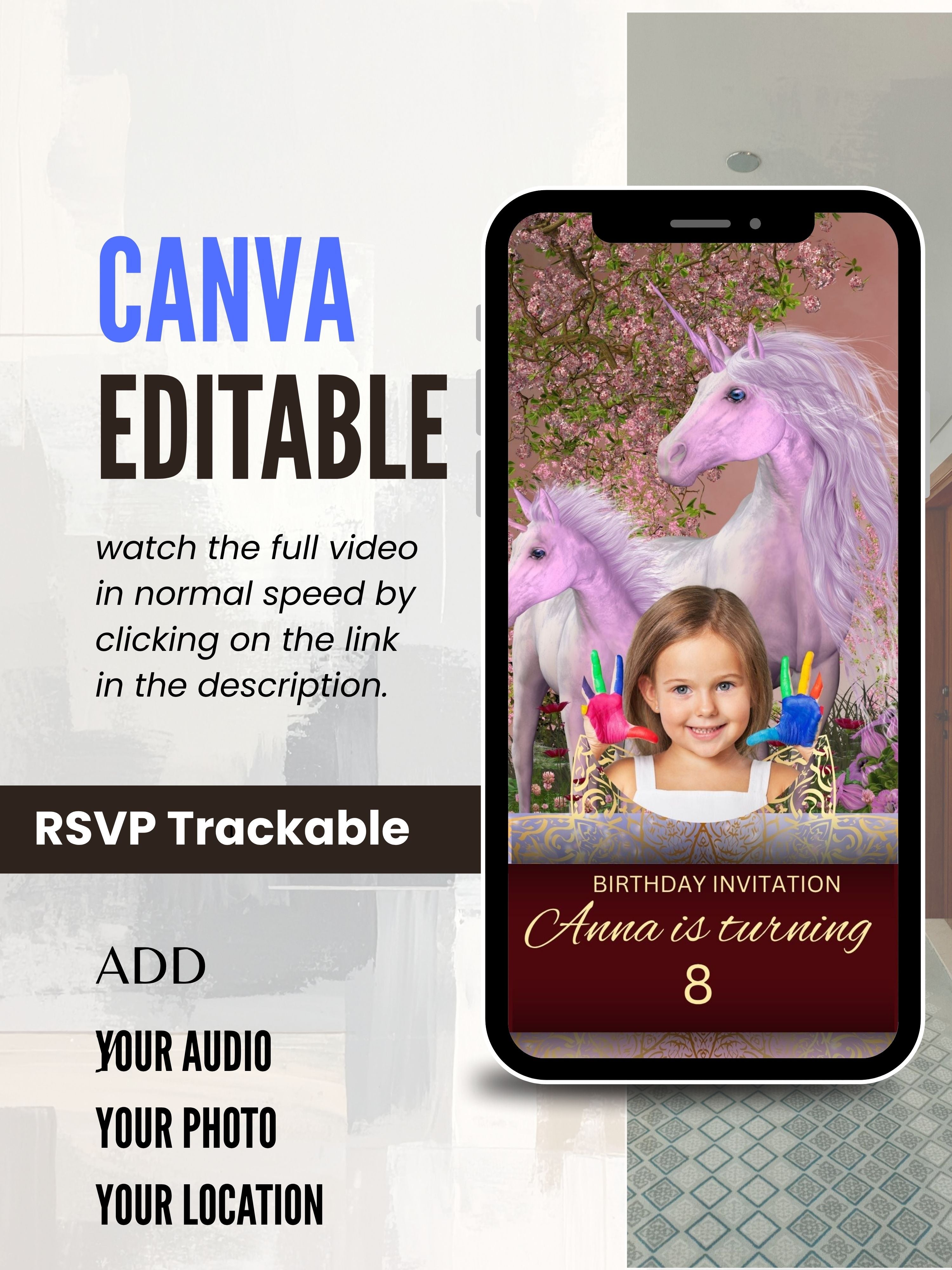 Commercial use NATURE THEME Editable Birthday Video Invitation | Canva Pro Template | Woodland Kids Party Invite | Instant Download|ki11c