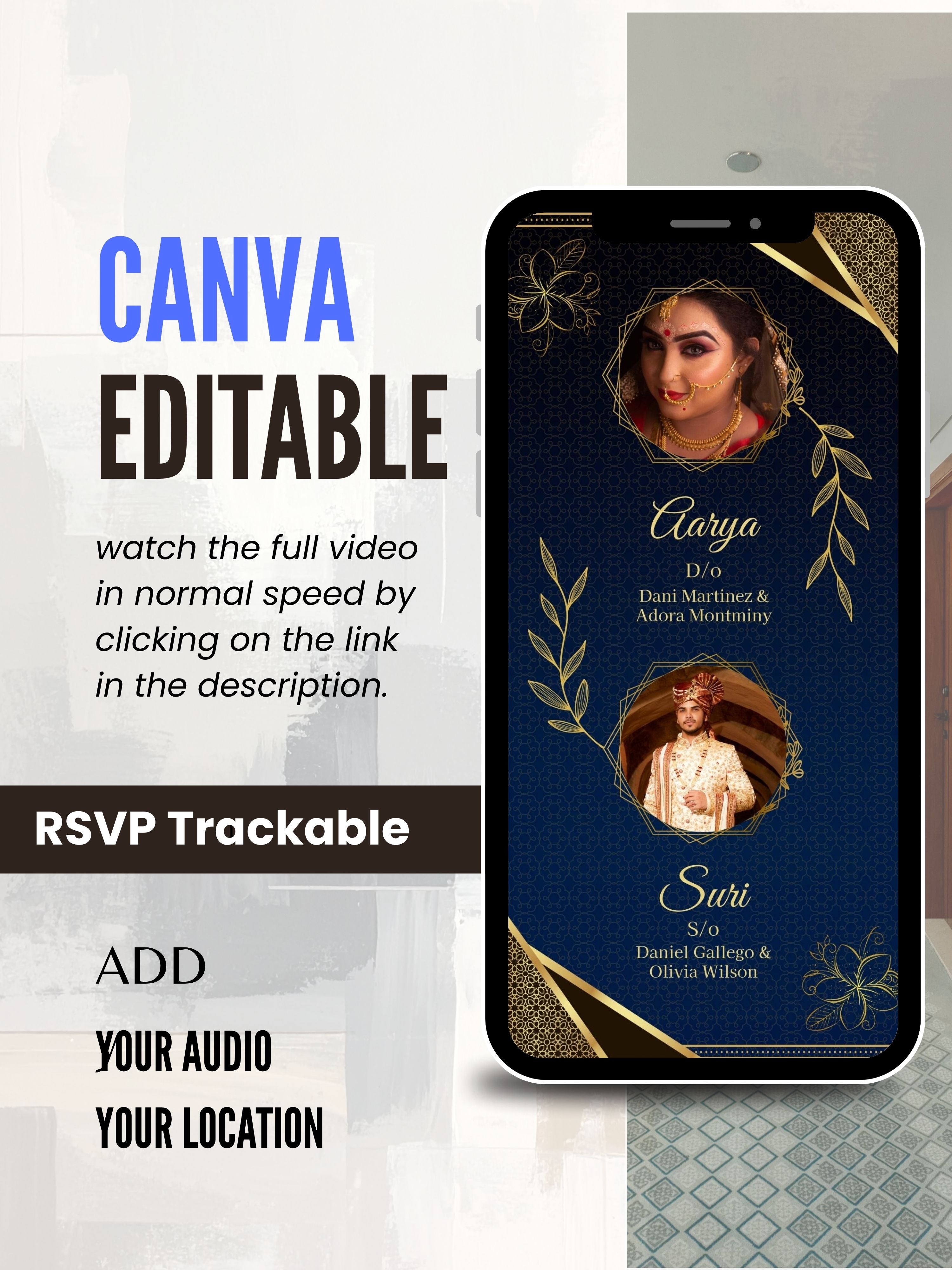 WI0006C-Commercial Use HINDU WEDDING Invitation Video Template | Editable Indian Wedding Invite | Canva pro Digital Wedding Invitation | Luxury Save the Date | Wedding Video