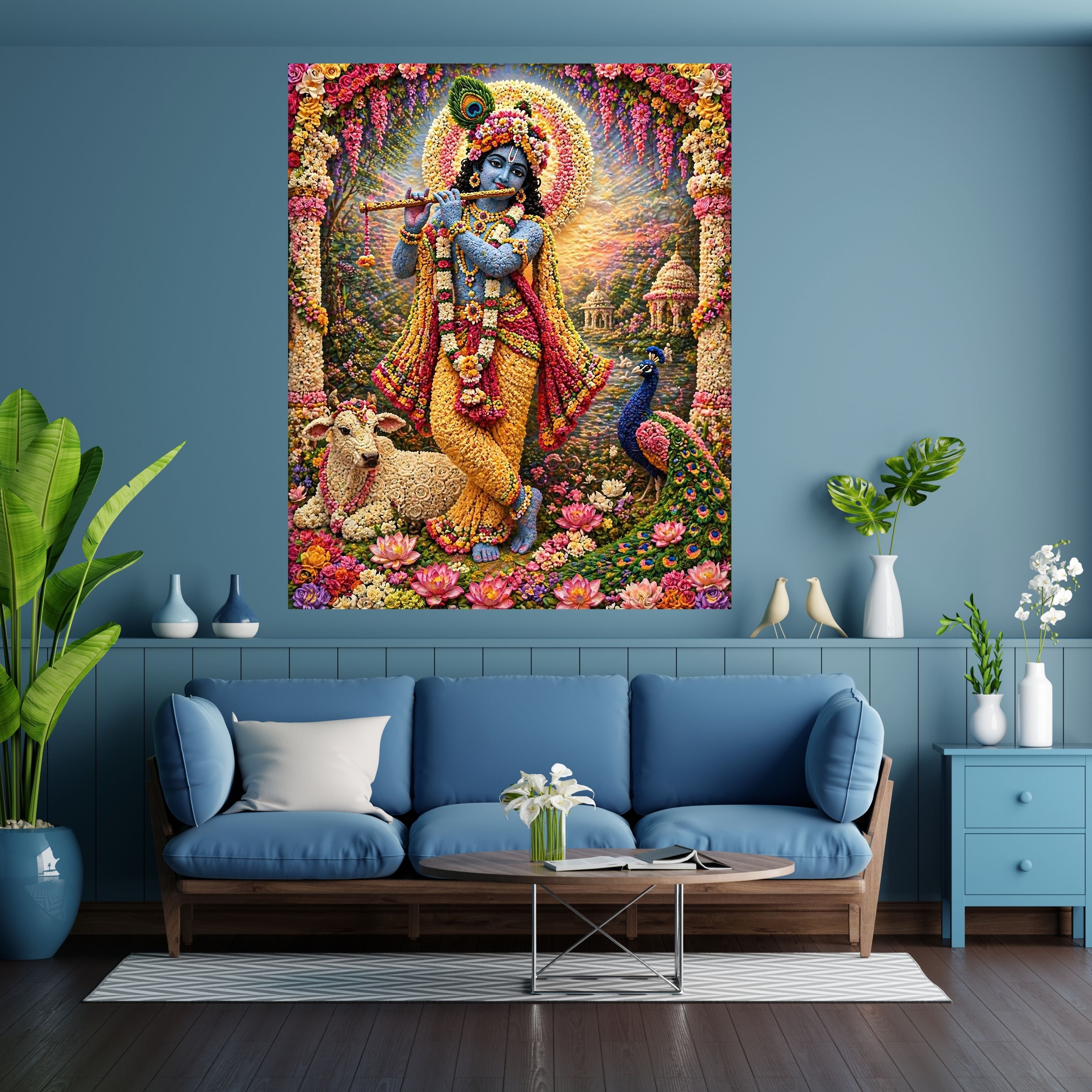 Lord Krishna Wall Art Printable, Krishna Digital Download, Hindu Wall Decor, Spiritual Home Decor, Pooja Room Art, Krishna Poster, Temple Artwork|sp77