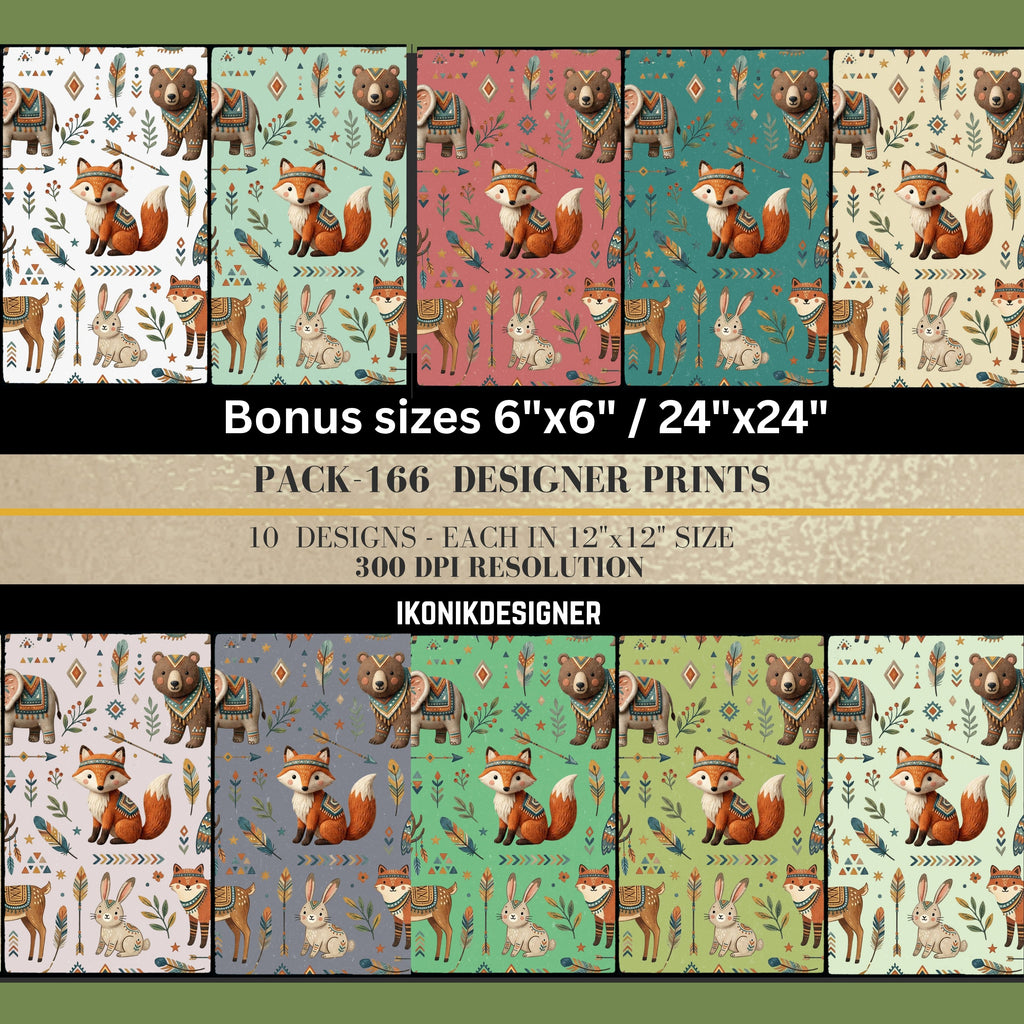 Kids Seamless Animal Pattern Bundle, Cute Cartoon Animals Digital Paper, Nursery Backgrounds, Baby Pattern, Printable Scrapbook Paper Pack|166