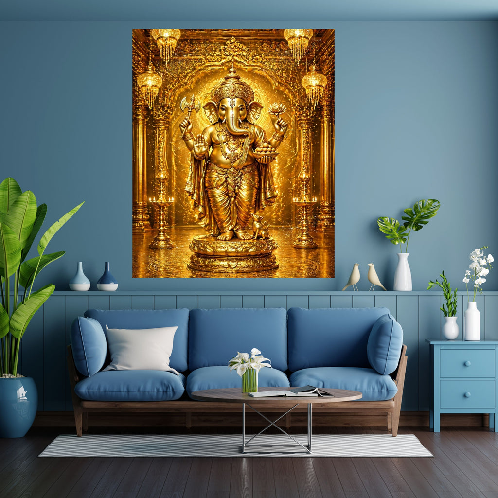 Luxury Lord Ganesha Wall Art Printable | Ganapathi Digital Download | Hindu God Decor | Spiritual Poster | Ganesh Chaturthi Gift | 11 Sizes |sp4