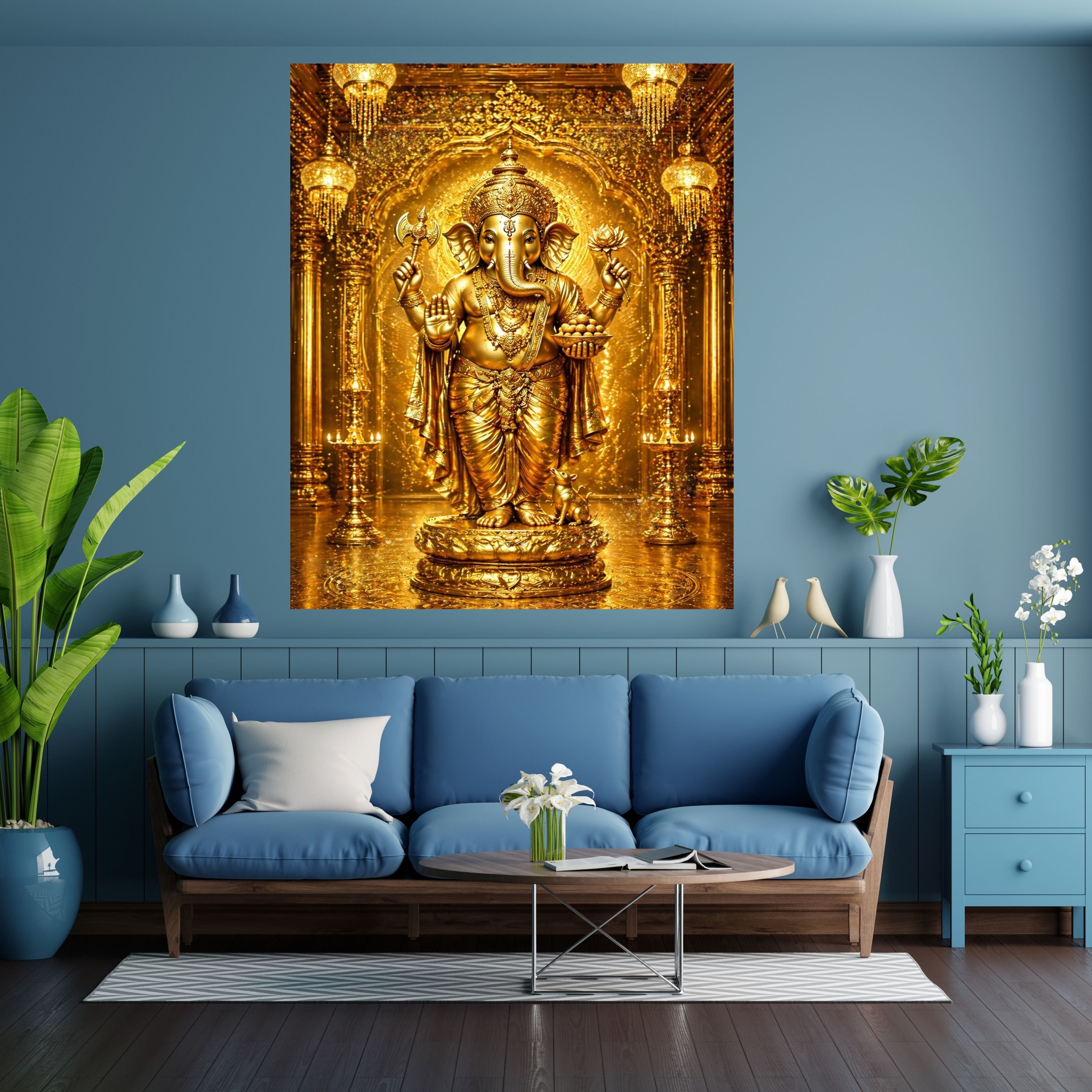 Luxury Lord Ganesha Wall Art Printable | Ganapathi Digital Download | Hindu God Decor | Spiritual Poster | Ganesh Chaturthi Gift | 11 Sizes |sp4