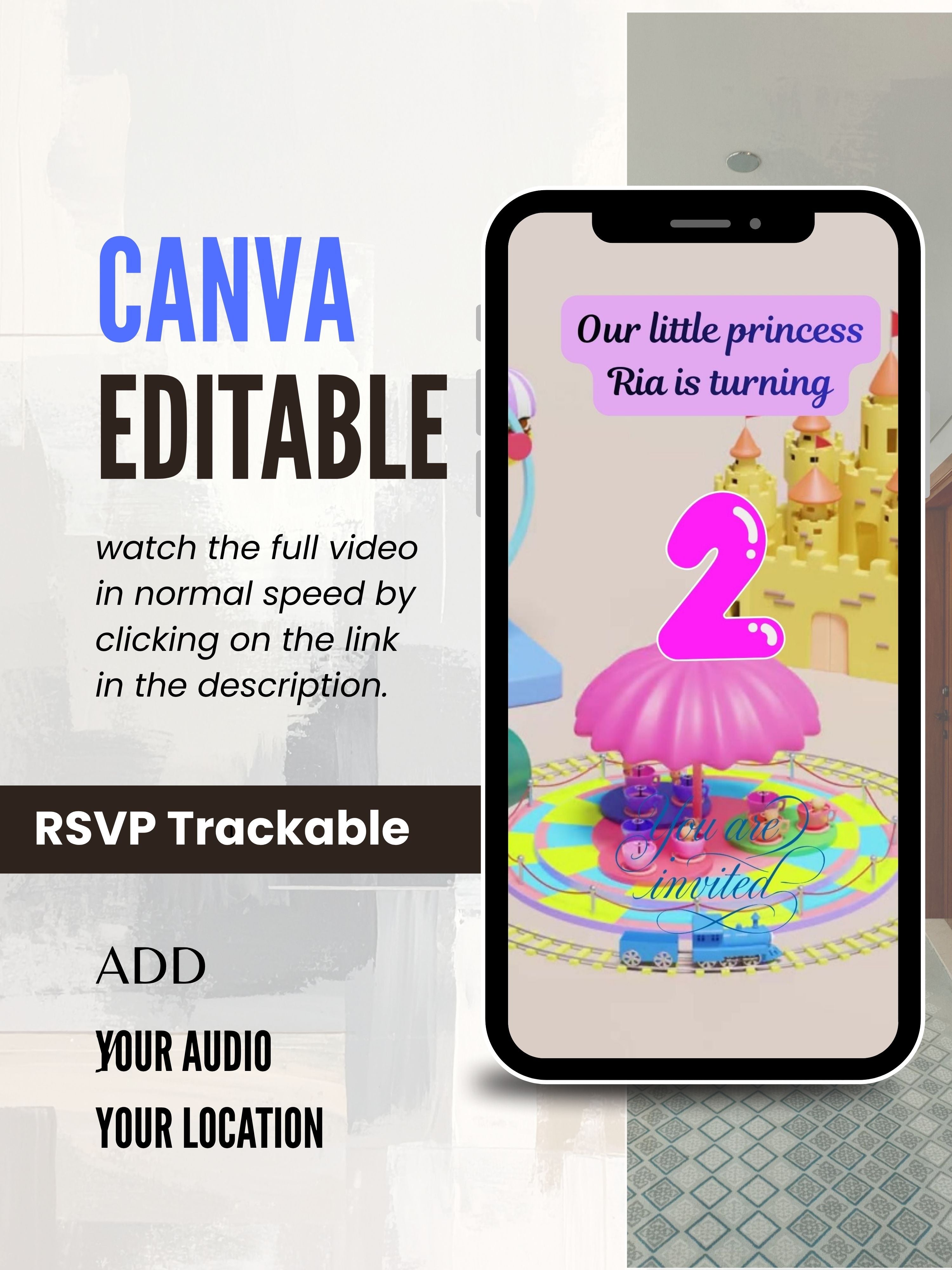 commercial use TOY RIDE Birthday Invitation Video | Editable Canva pro Template | Kids Party Invite | ki48c